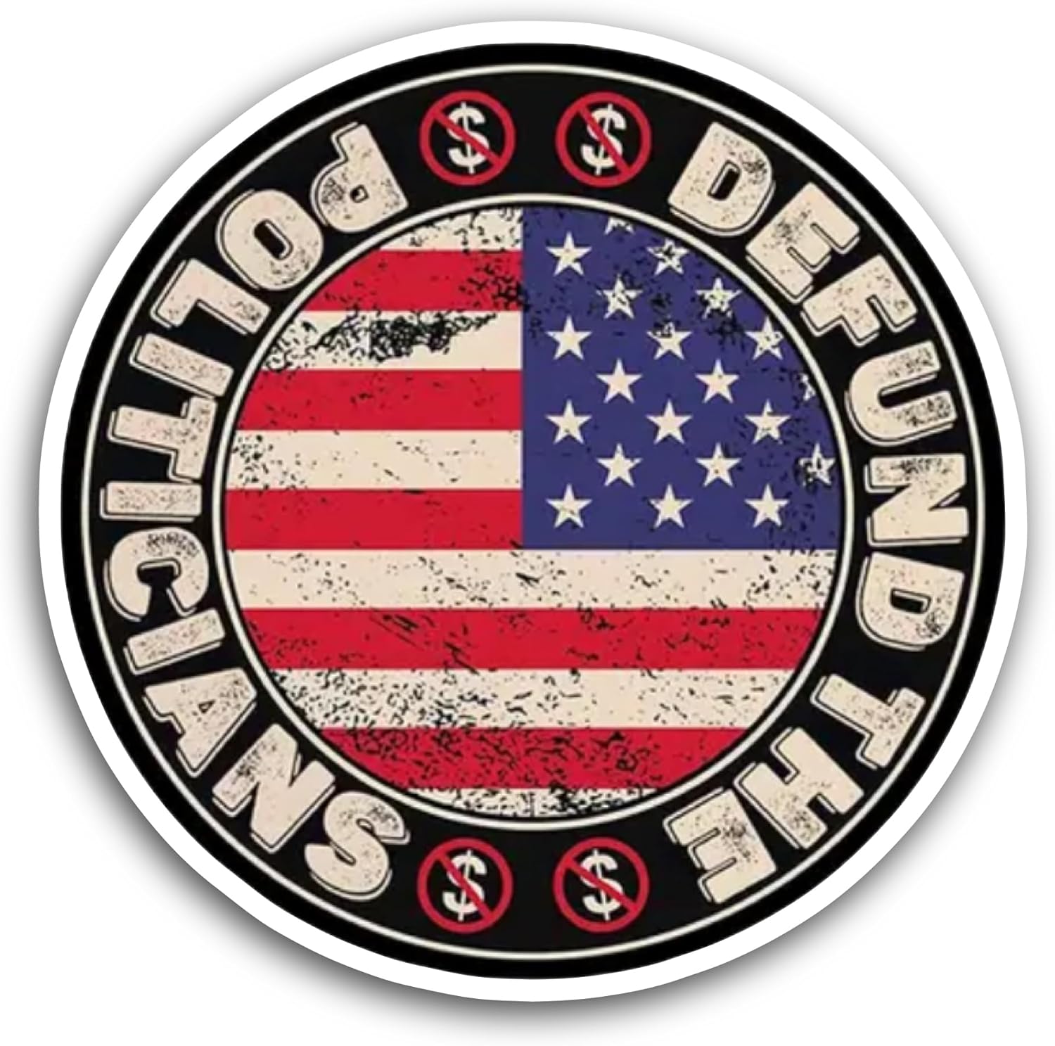 2 (Pieces) 3" and 5" Defund The Politicians Sticker, Waterproof Vinyl Decals for Many Purpose Like Cars, Trucks, Laptops, Phones, Windows and More