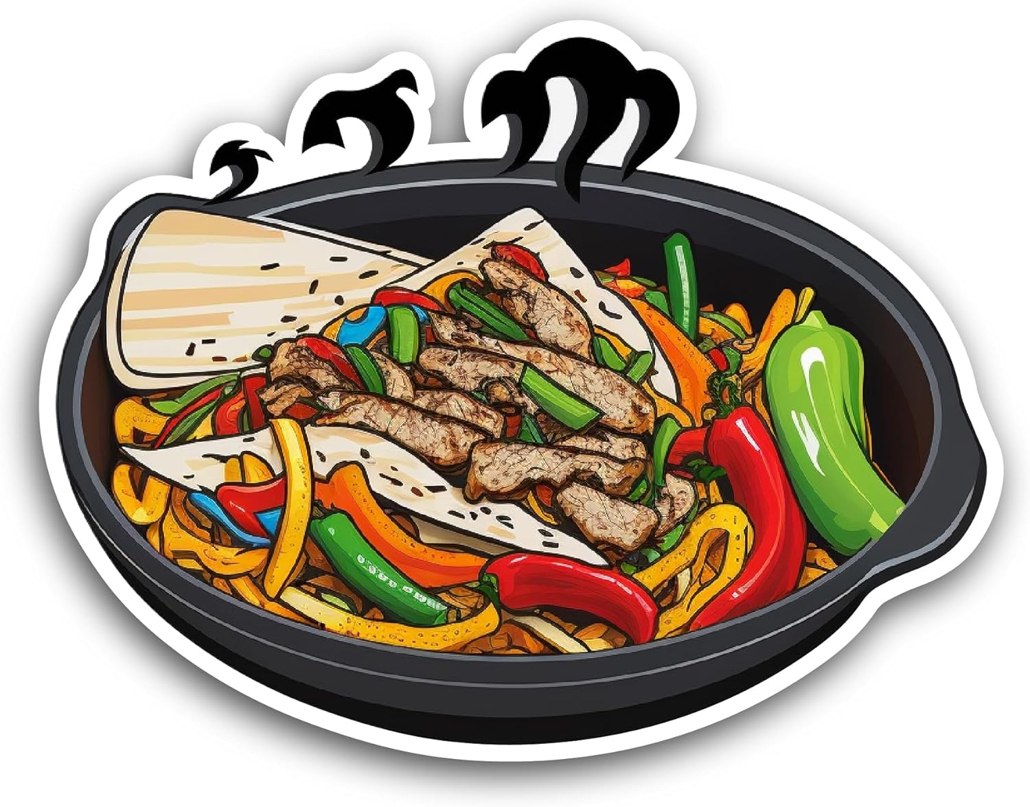 2 (Pieces) 3" and 5" Fried Vegetables and Beef Sticker, Waterproof Vinyl Decals for Many Purpose Like Cars, Trucks, Laptops, Phones, Windows and More