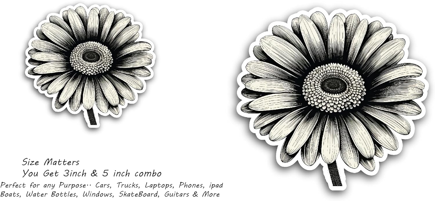 2 (Pieces) 3" and 5" Transvaal Daisy Sticker, Waterproof Vinyl Decals for Many Purpose Like Cars, Trucks, Laptops, Phones, Windows and More