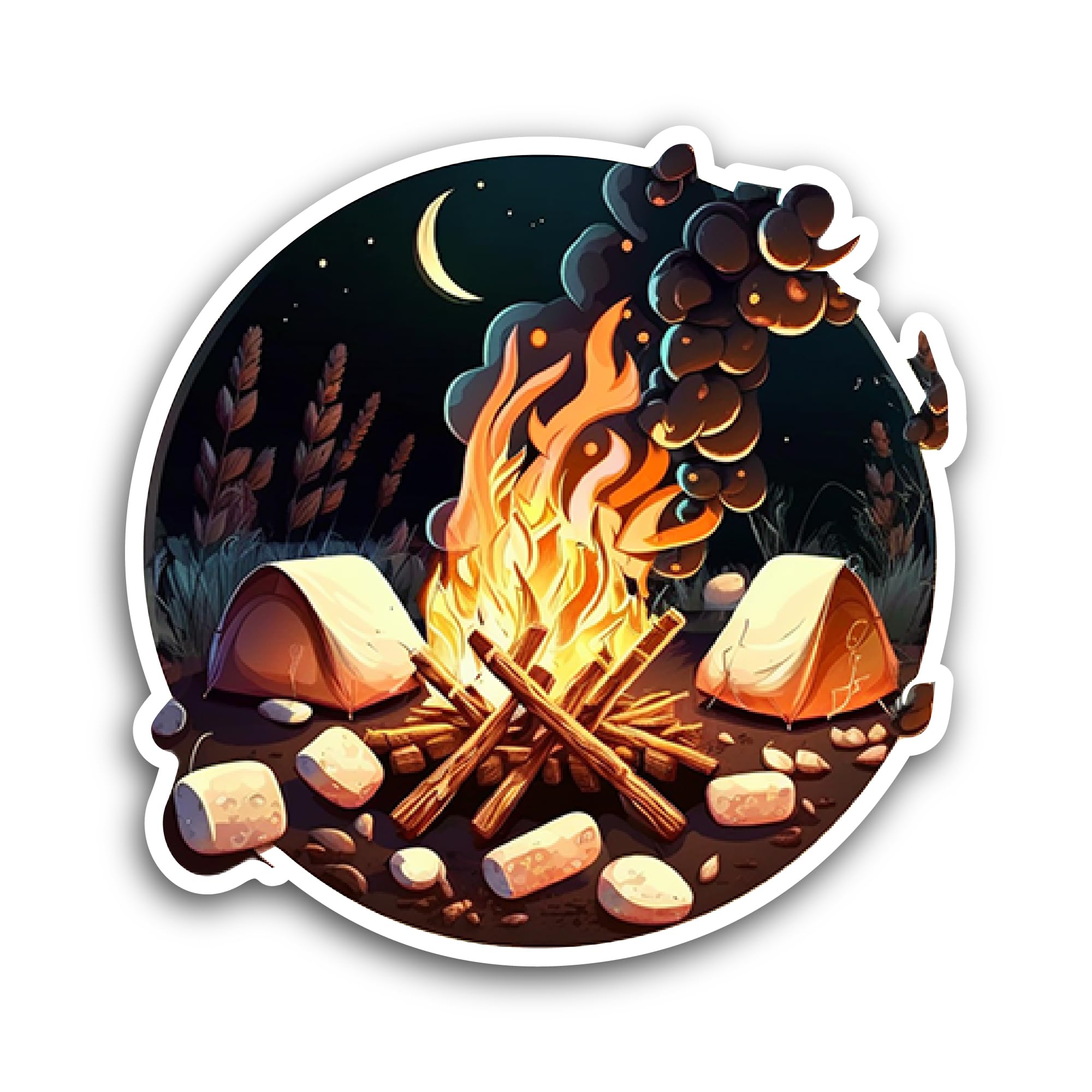 2 (Pieces) 3" and 5" Campfire Sticker, Waterproof Vinyl Decals for Many Purpose Like Cars, Trucks, L