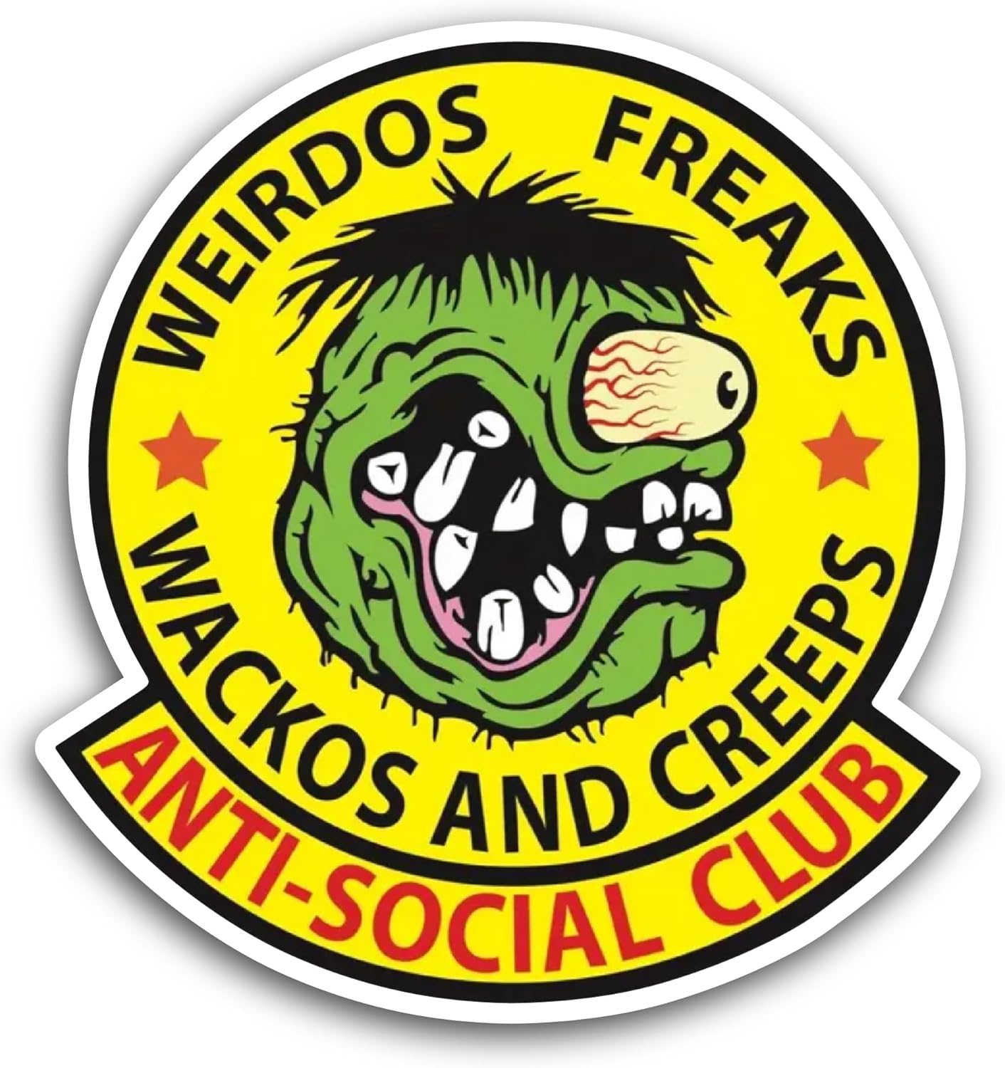 2 (Pieces) 3" and 5" Weirdos Freaks Wackos and Creeps Sticker, Waterproof Vinyl Decals for Many Purpose Like Cars, Trucks, Laptops, Phones, Windows and More