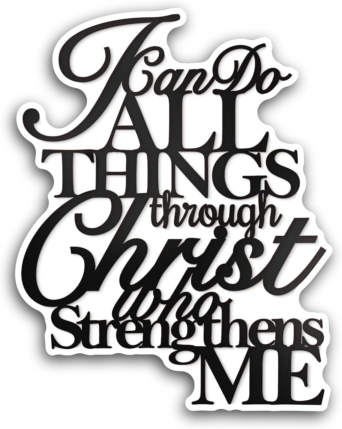 2 (Pieces) 3" and 5" I can do All Things Through Christ who Strengthens Decal Sticker, Waterproof Vinyl Decals for Many Purpose Like Cars, Trucks, Laptops, Phones, Windows and More