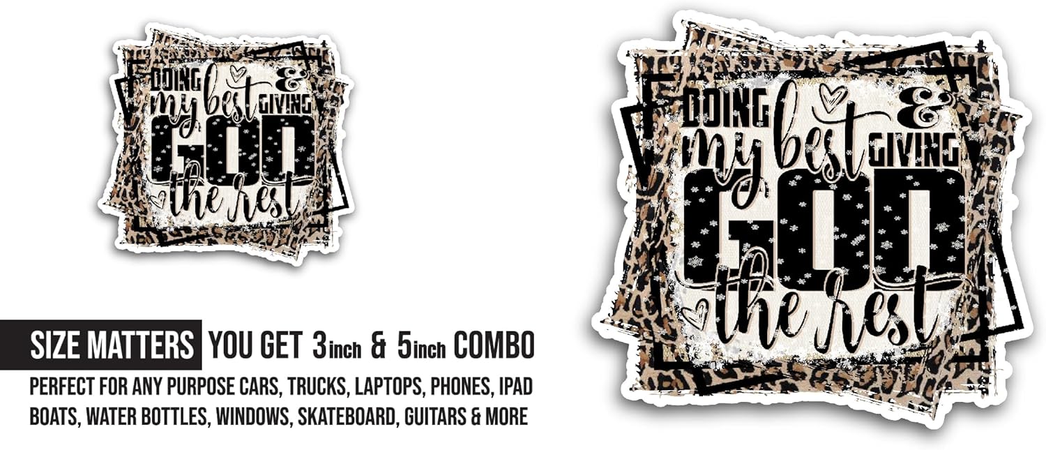 2 (Pieces) 3" and 5" Doing My Best Sticker, Waterproof Vinyl Decals for Many Purpose Like Cars, Trucks, Laptops, Phones, Windows and More