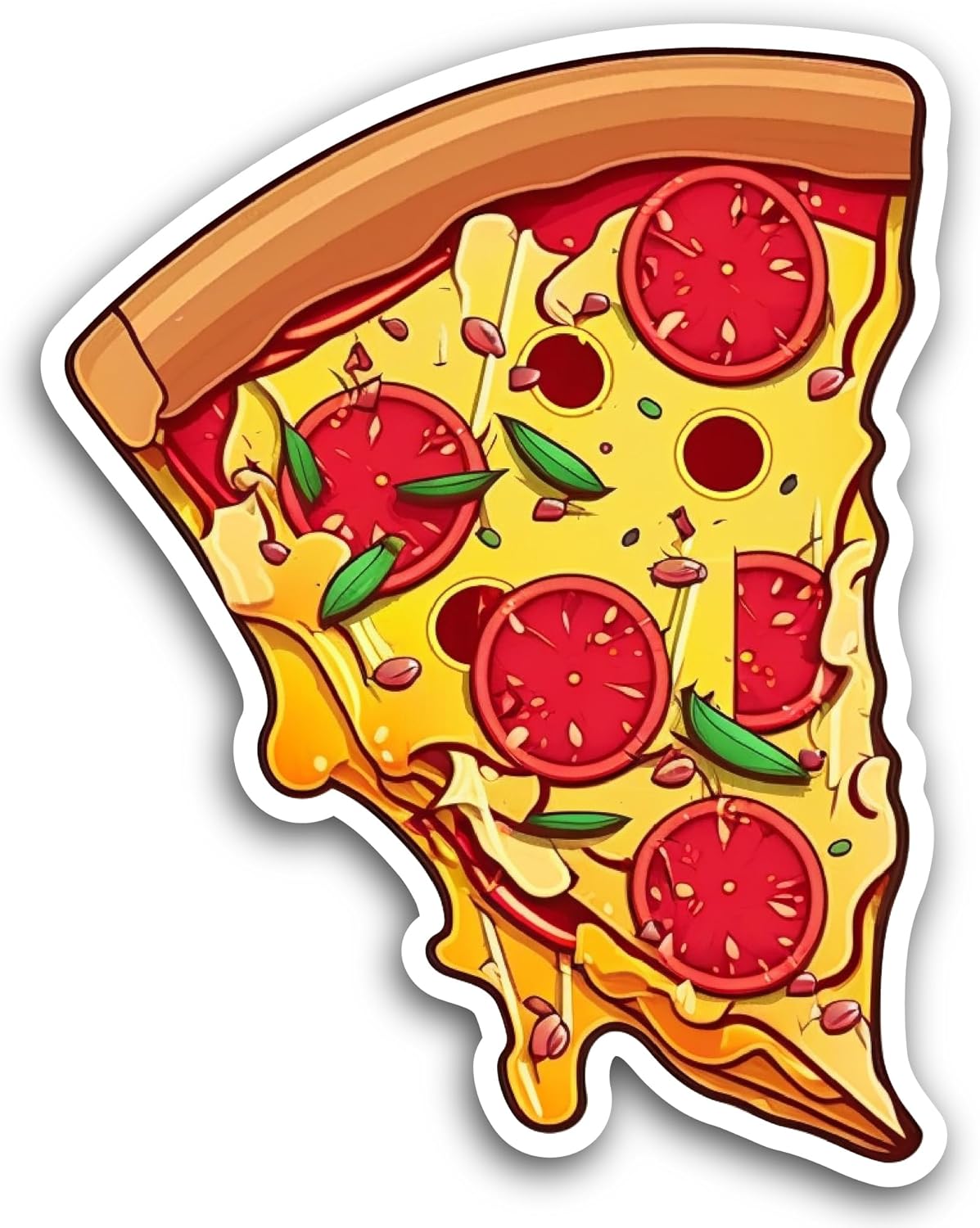 2 (Pieces) 3" and 5" Slice of Pepperoni Pizza Sticker, Waterproof Vinyl Decals for Many Purpose Like Cars, Trucks, Laptops, Phones, Windows and More