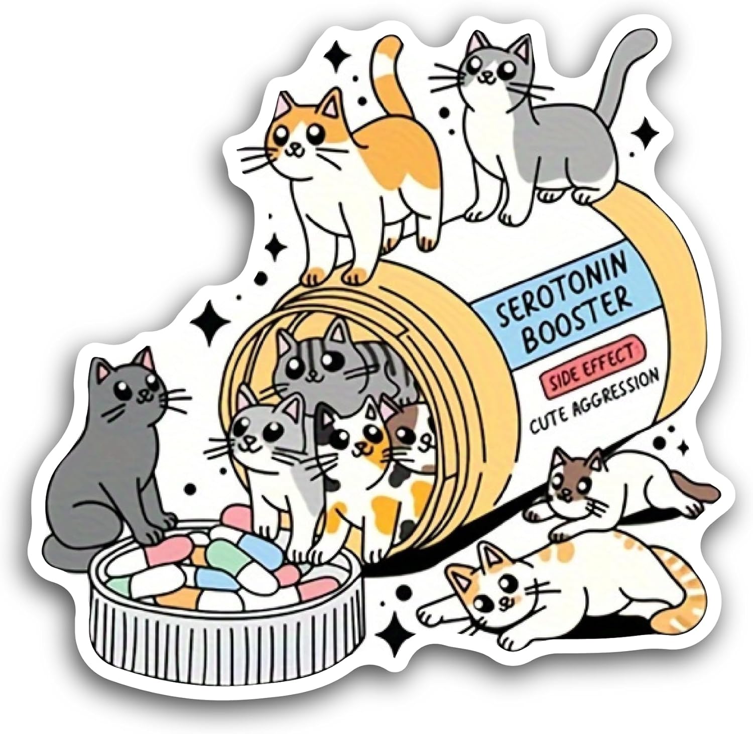 2 (Pieces) 3" and 5" Serotonin Booster Sticker, Waterproof Vinyl Decals for Many Purpose Like Cars, Trucks, Laptops, Phones, Windows and More