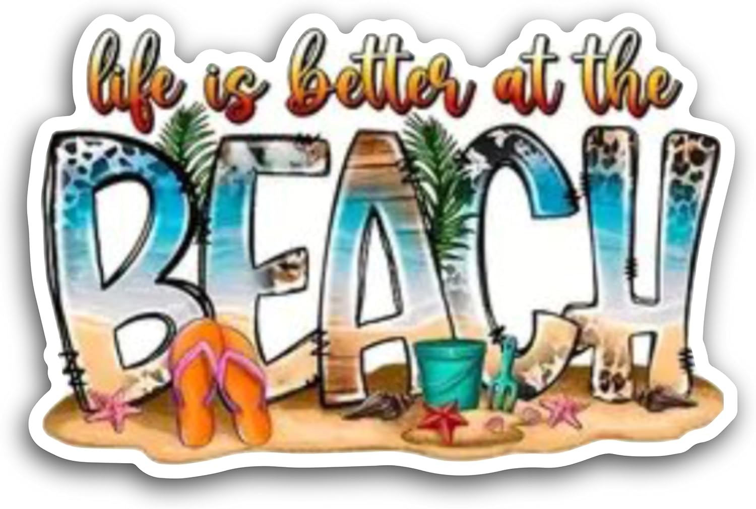 2 (Pieces) 3" and 5" Life is Better at The Beach Message Sticker Decal Sticker,Waterproof Vinyl Decals for Many Purpose Like Cars, Trucks, Laptops,...