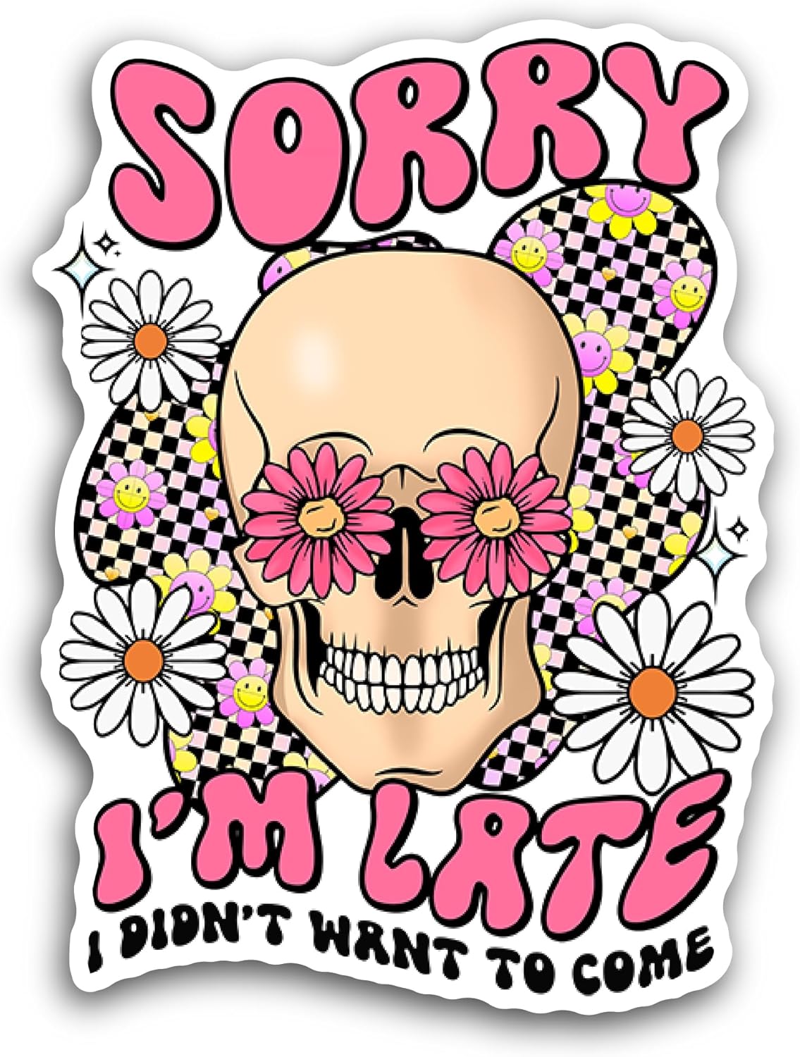 2 (Pieces) 3" and 5" Sorry I'm Late Sticker, Waterproof Vinyl Decals for Many Purpose Like Cars, Trucks, Laptops, Phones, Windows and More
