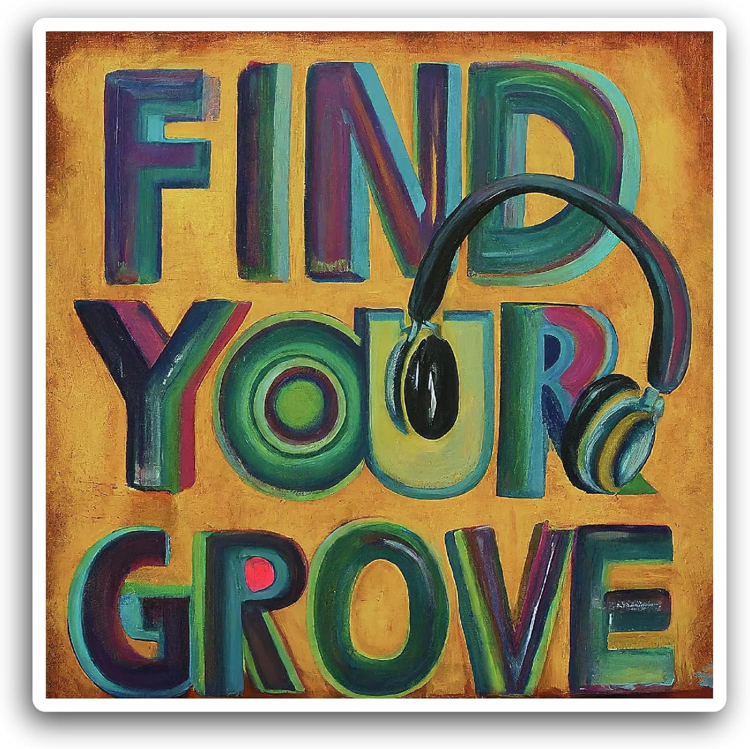 2 (Pieces) 3" and 5" Find Your Grove Text Sticker, Waterproof Vinyl Decals for Many Purpose Like Cars, Trucks, Laptops, Phones, Windows and More