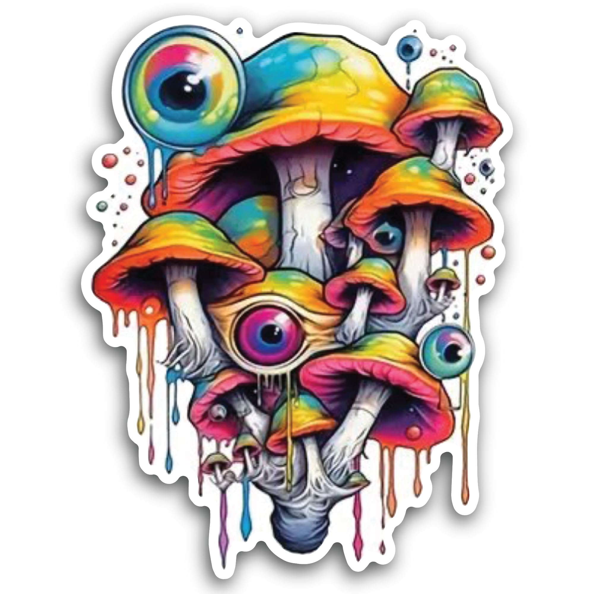 2 (Pieces) 3" and 5" Mushrooms in Different Colors with Eyes Decal Sticker, Waterproof Vinyl Decals 