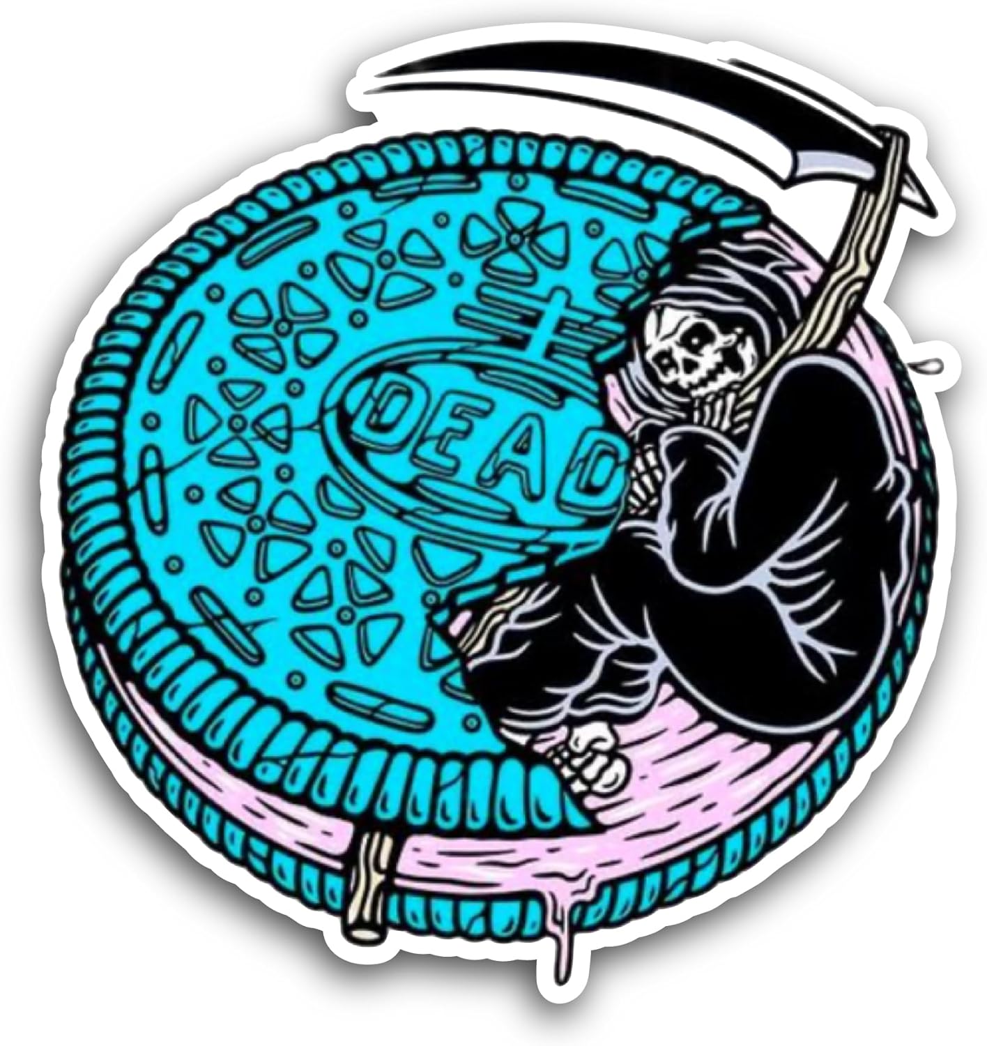 2 (Pieces) 3" and 5" Dead Cookie Sticker, Waterproof Vinyl Decals for Many Purpose Like Cars, Trucks, Laptops, Phones, Windows and More