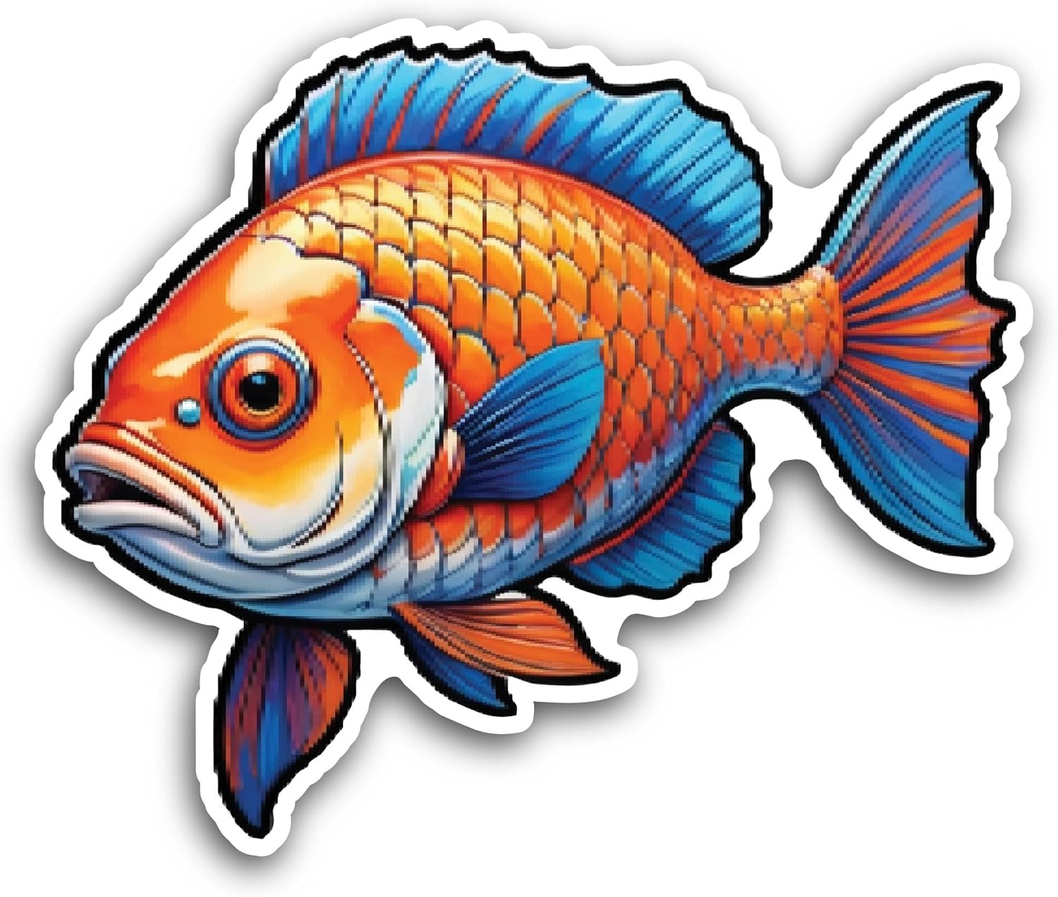 2 (Pieces) 3" and 5" Fish Sticker, Waterproof Vinyl Decals for Many Purpose Like Cars, Trucks, Laptops, Phones, Windows and More