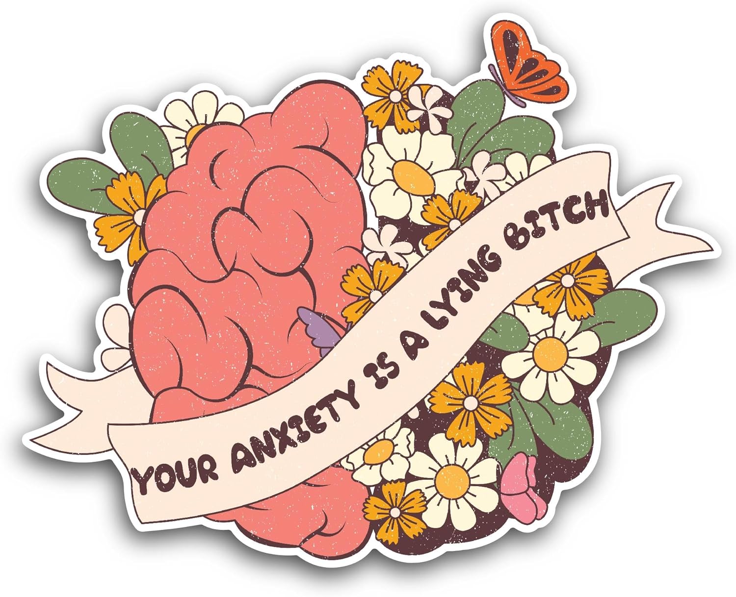 2 (Pieces) 3" and 5" Your Anxiety is A Lying TextSticker, Waterproof Vinyl Decals for Many Purpose Like Cars, Trucks, Laptops, Phones, Windows and More
