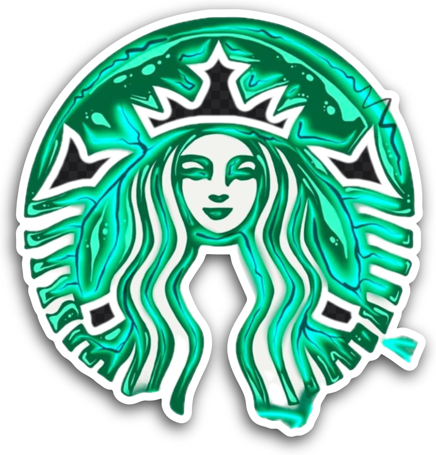 2 (Pieces) 3" and 5" St@rbucks Logo Sticker, Waterproof Vinyl Decals for Many Purpose Like Cars, Trucks, Laptops, Phones, Windows and More