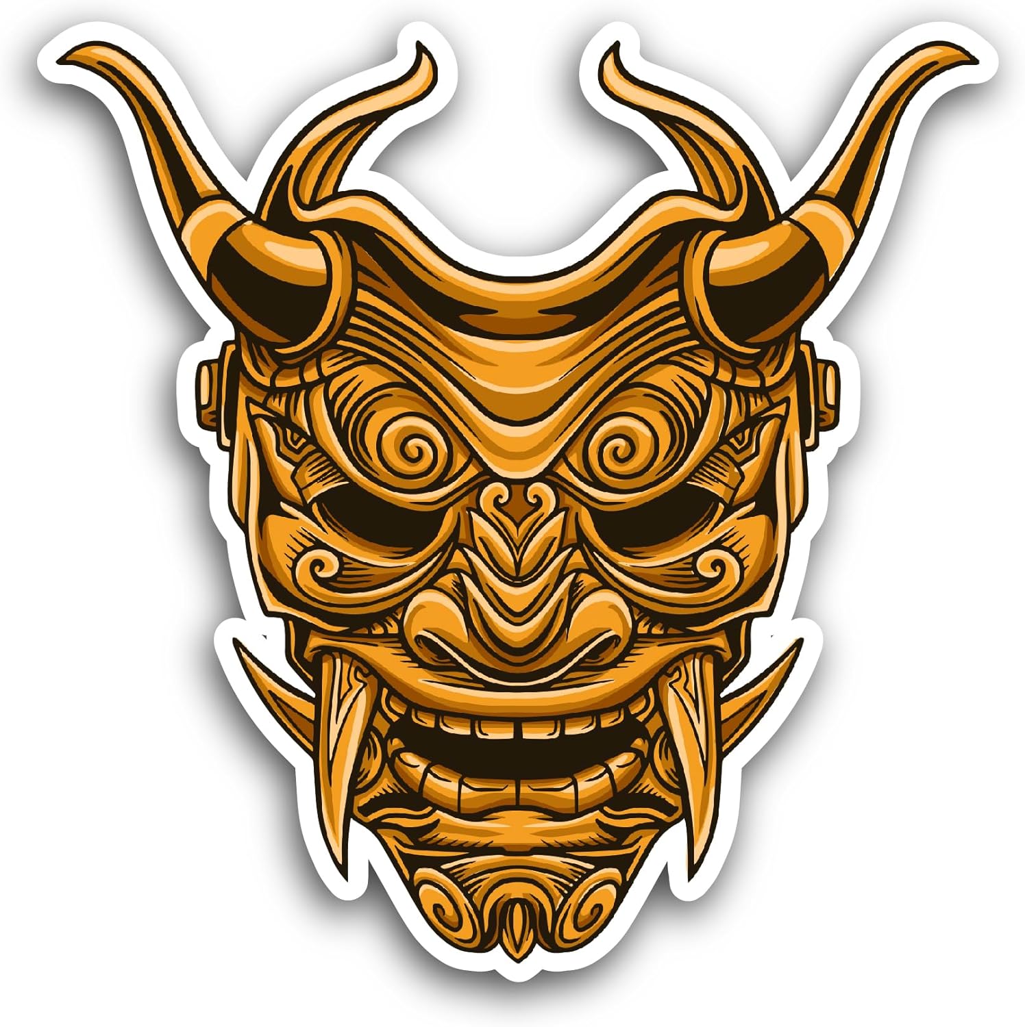 2 (Pieces) 3" and 5" Samurai Demon Head Sticker, Waterproof Vinyl Decals for Many Purpose Like Cars, Trucks, Laptops, Phones, Windows and More