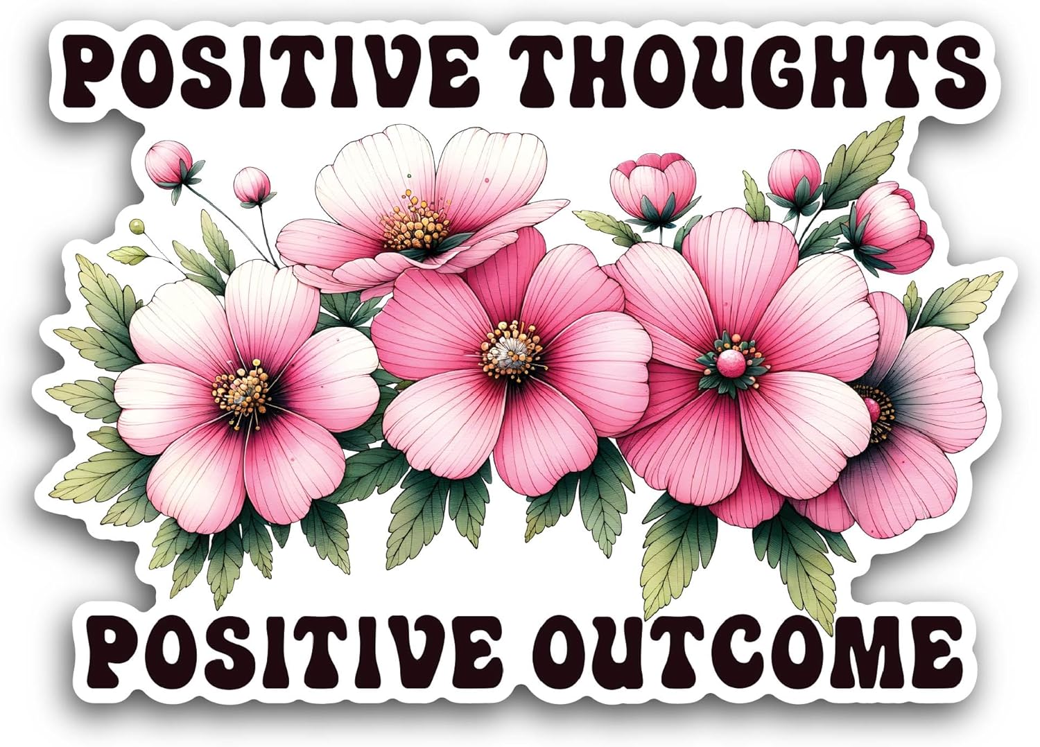 2 (Pieces) 3" and 5" Positive Thoughts Sticker, Waterproof Vinyl Decals for Many Purpose Like Cars, Trucks, Laptops, Phones, Windows and More