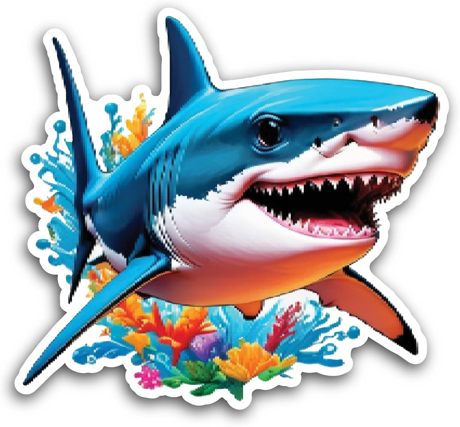2 (Pieces) 3" and 5" Blue Shark Sticker, Waterproof Vinyl Decals for Many Purpose Like Cars, Trucks, Laptops, Phones, Windows and More