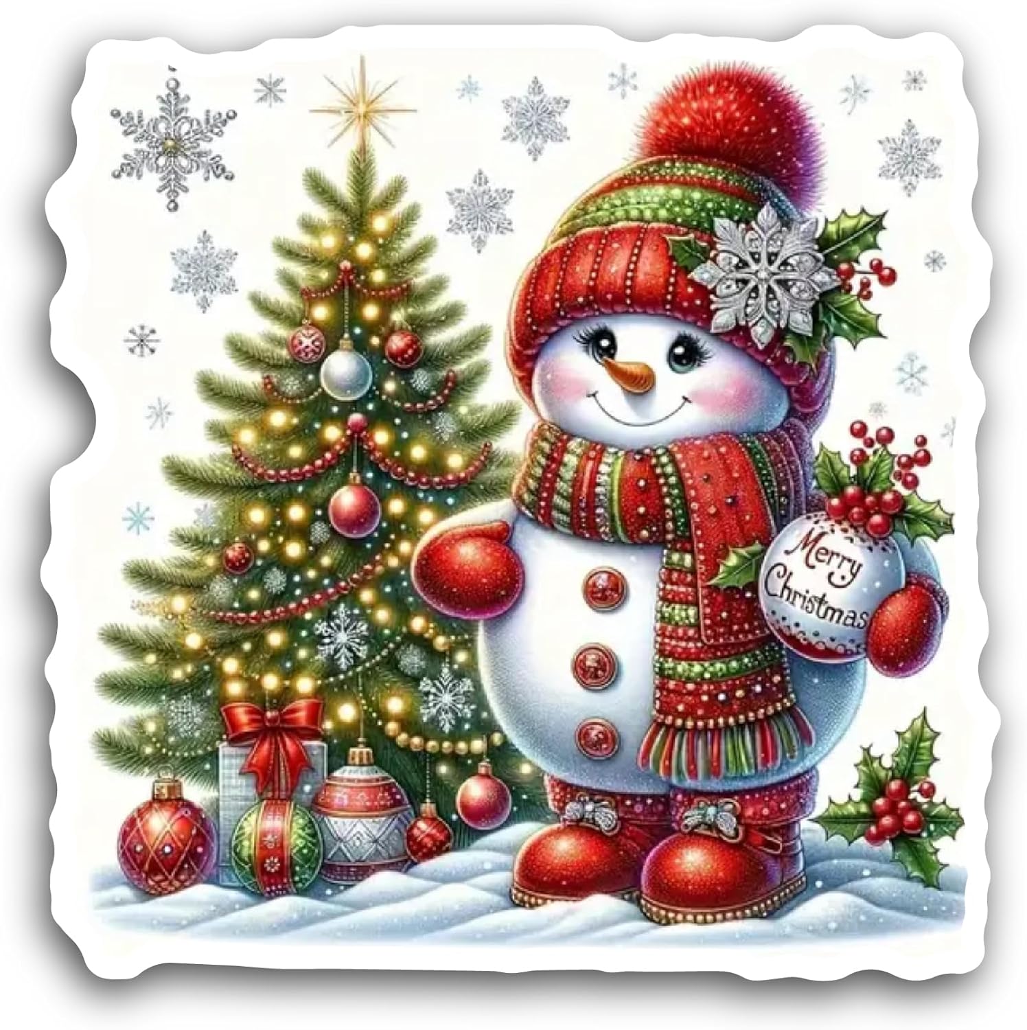 2 (Pieces) 3" and 5" Snowman Sticker, Waterproof Vinyl Decals for Many Purpose Like Cars, Trucks, Laptops, Phones, Windows and More