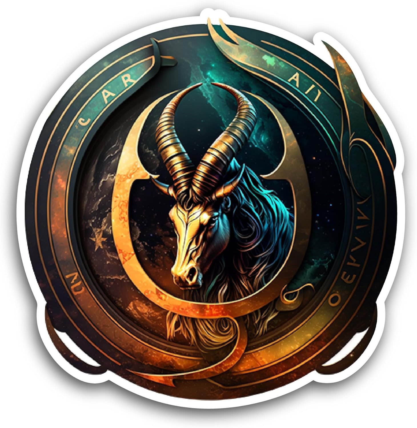2 (Pieces) 3" and 5" Capricorn Zodiac Sign Sticker, Waterproof Vinyl Decals for Many Purpose Like Cars, Trucks, Laptops, Phones, Windows and More
