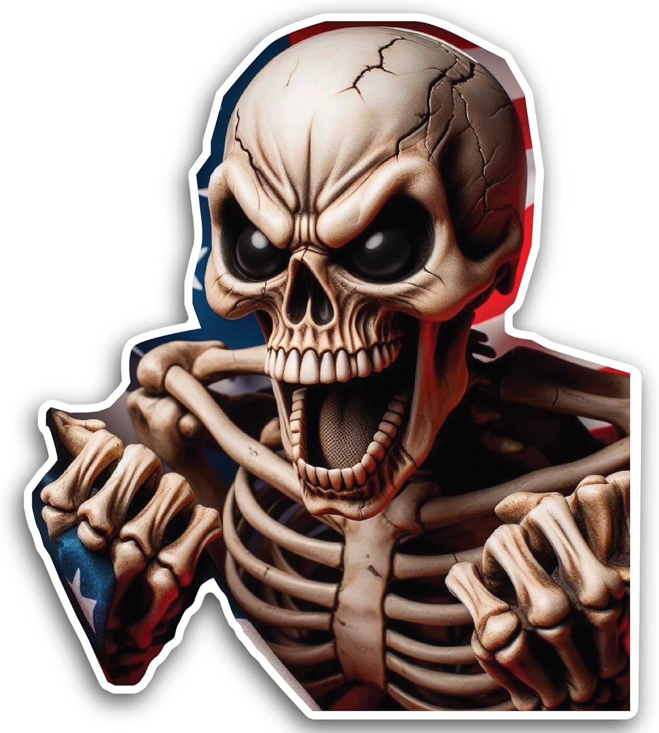 2 (Pieces) 3" and 5" Screaming Skeleton Decal Sticker,Waterproof Vinyl Decals for Many Purpose Like Cars, Trucks, Laptops, Phones, Windows and More