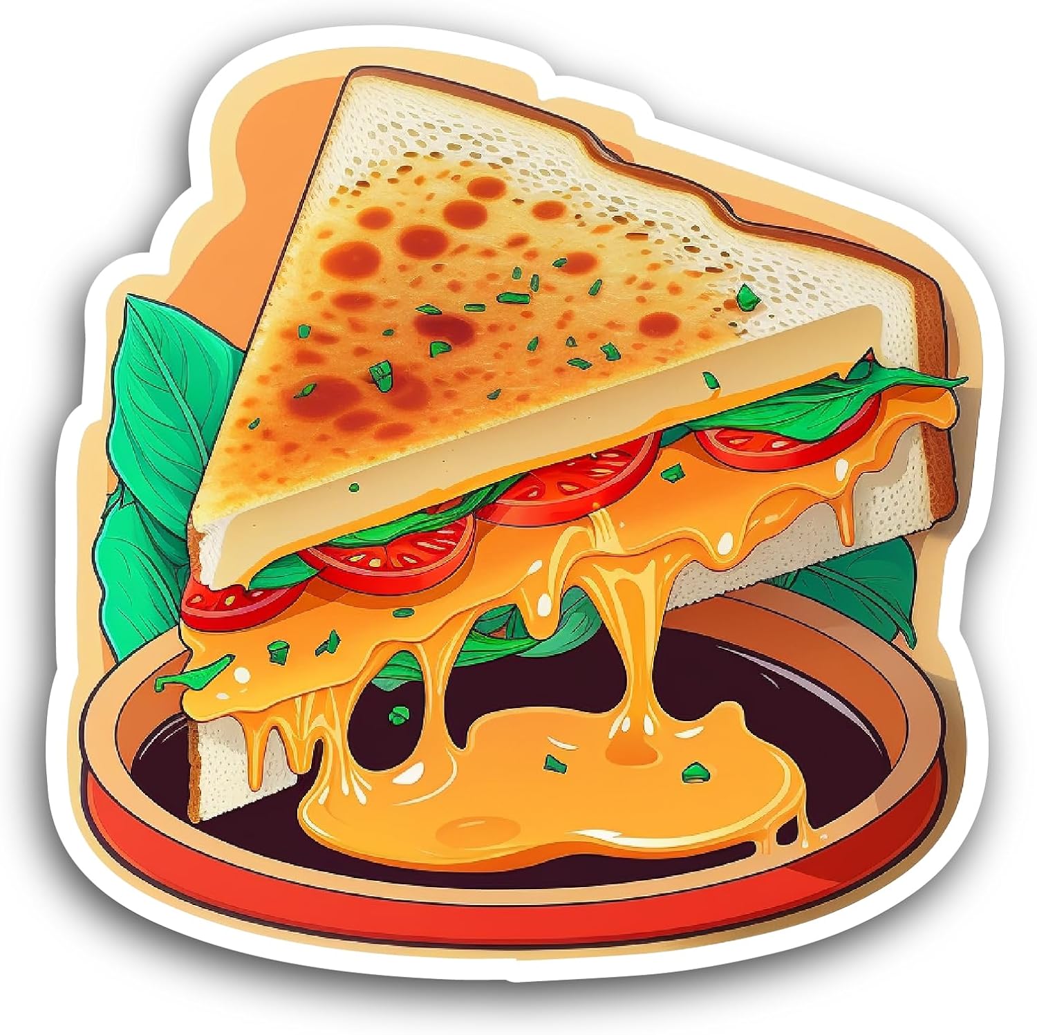 2 (Pieces) 3" and 5" Cheese Sandwich Sticker, Waterproof Vinyl Decals for Many Purpose Like Cars, Trucks, Laptops, Phones, Windows and More