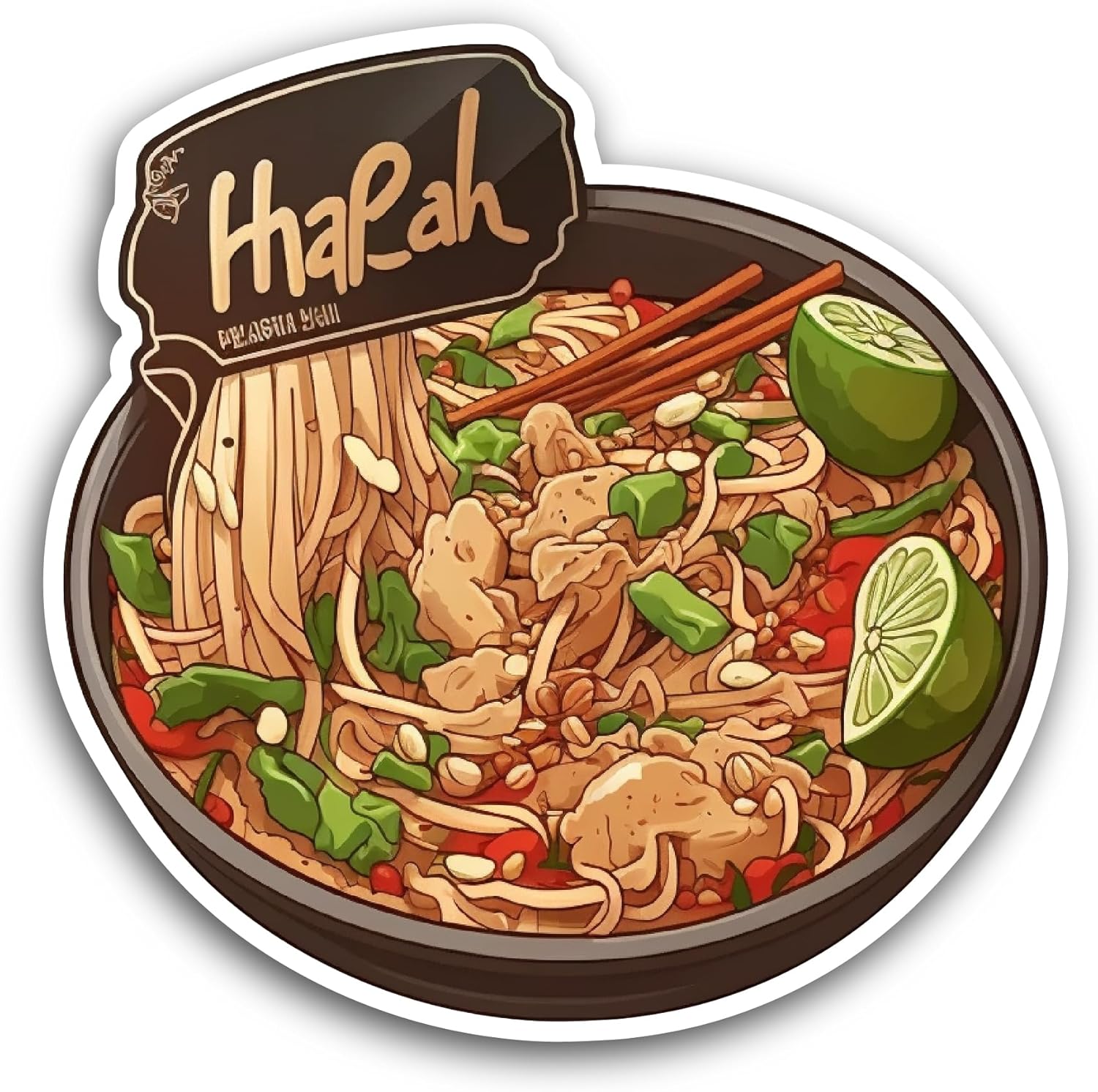 2 (Pieces) 3" and 5" Noodles Bowl Sticker, Waterproof Vinyl Decals for Many Purpose Like Cars, Trucks, Laptops, Phones, Windows and More