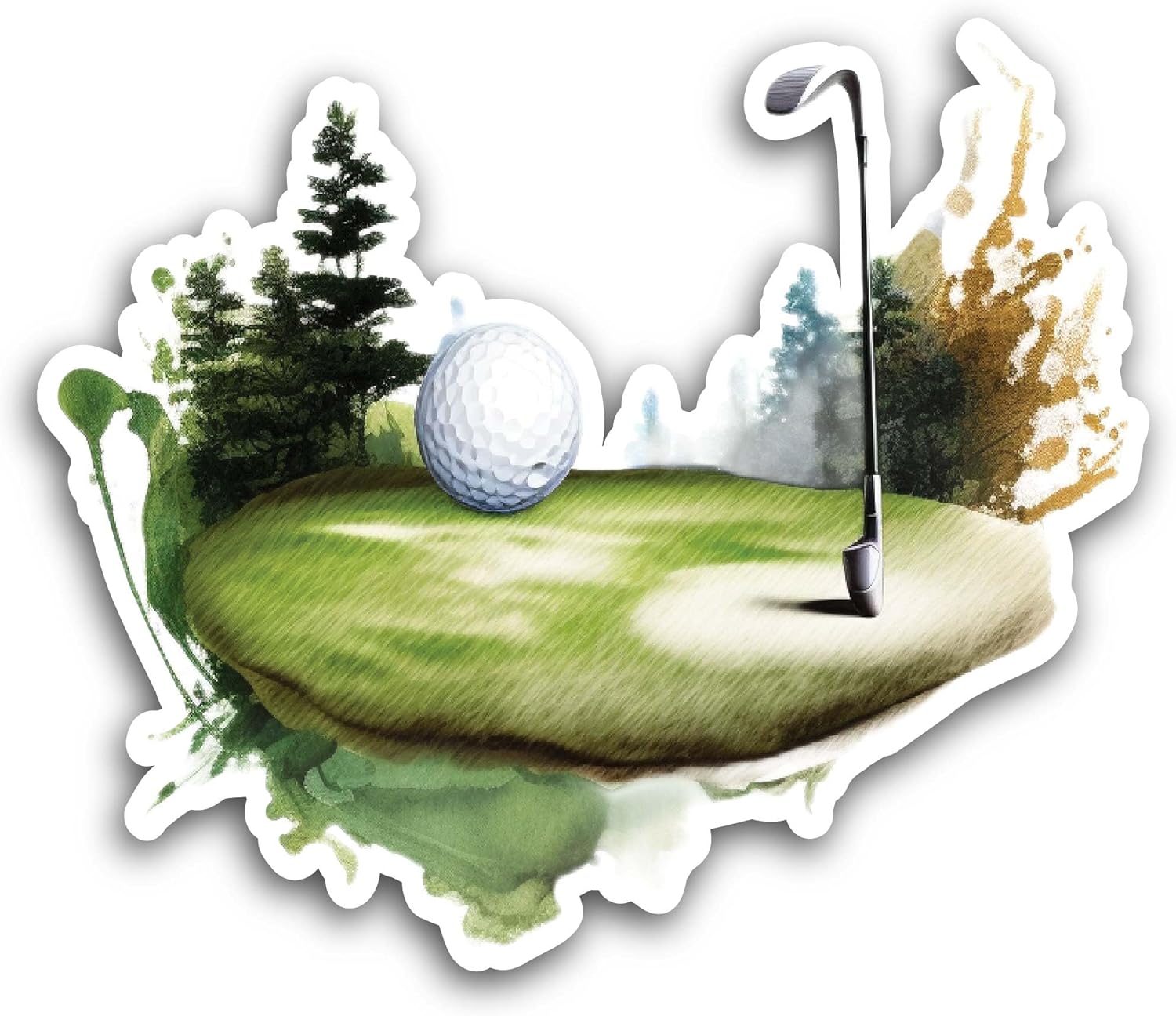 2 (Pieces) 3" and 5" Golf Stroke and Ball Sticker, Waterproof Vinyl Decals for Many Purpose Like Cars, Trucks, Laptops, Phones, Windows and More