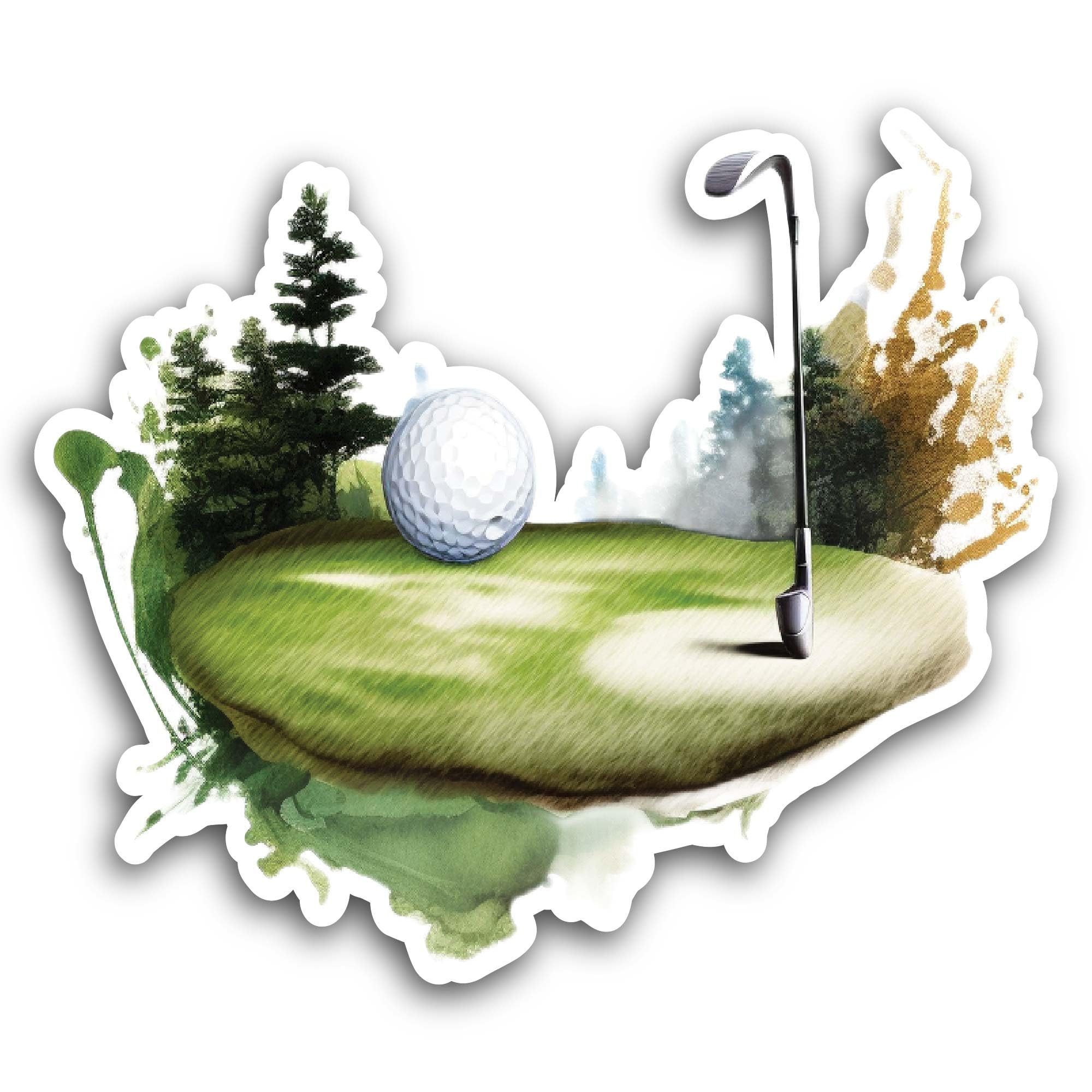 2 (Pieces) 3" and 5" Golf Stroke and Ball Sticker, Waterproof Vinyl Decals for Many Purpose Like Car