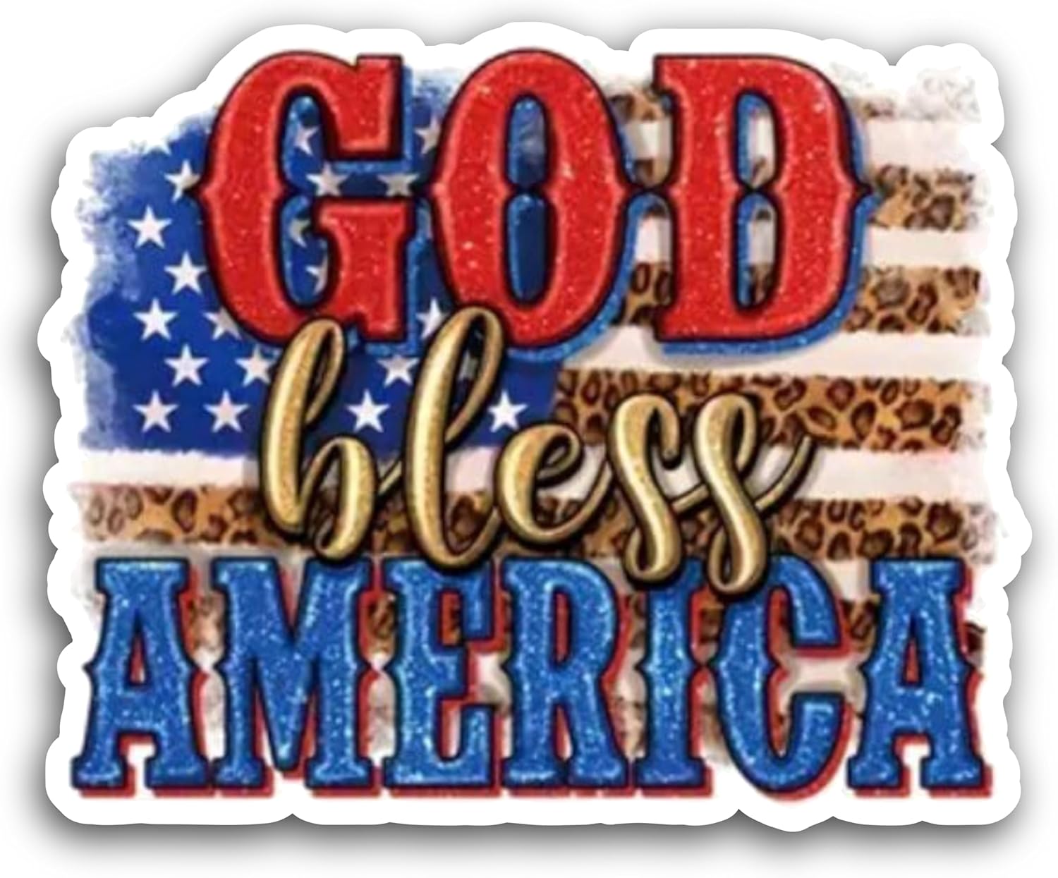 2 (Pieces) 3" and 5" God Bless America Sticker Decal Sticker, Waterproof Vinyl Decals for Many Purpose Like Cars, Trucks, Laptops, Phones, Windows and More