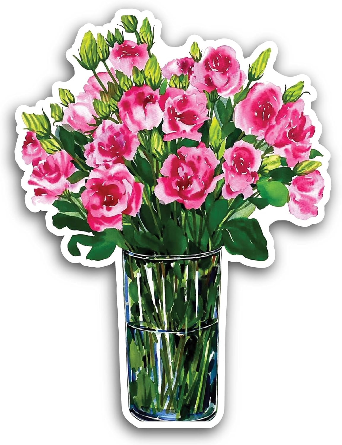 2 (Pieces) 3" and 5" Bunch of Pink Flowers Sticker, Waterproof Vinyl Decals for Many Purpose Like Cars, Trucks, Laptops, Phones, Windows and More