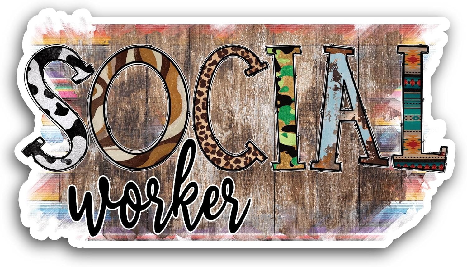 2 (Pieces) 3" and 5" Social Worker Sticker, Waterproof Vinyl Decals for Many Purpose Like Cars, Trucks, Laptops, Phones, Windows and More