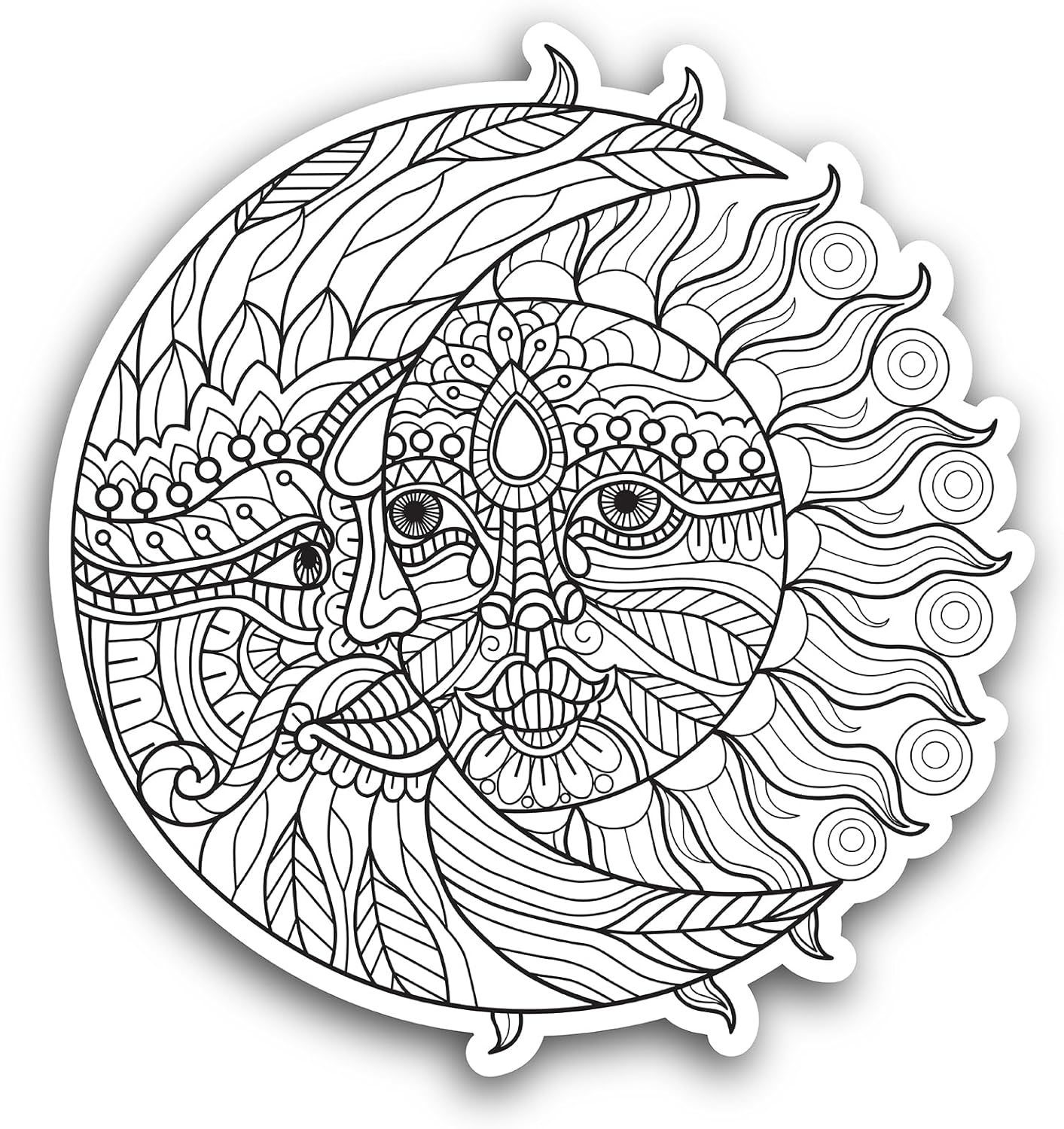 2 (Pieces) 3" and 5" Sun & Moon Vinyl Decals Sticker, Waterproof Vinyl Decals for Many Purpose Like Cars, Trucks, Laptops, Phones, Windows and More