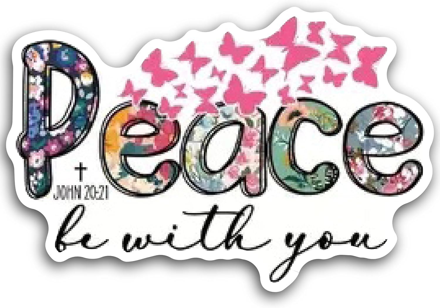 2 (Pieces) 3" and 5" Peace be with You Decal Sticker, Waterproof Vinyl Decals for Many Purpose Like Cars, Trucks, Laptops, Phones, Windows and More