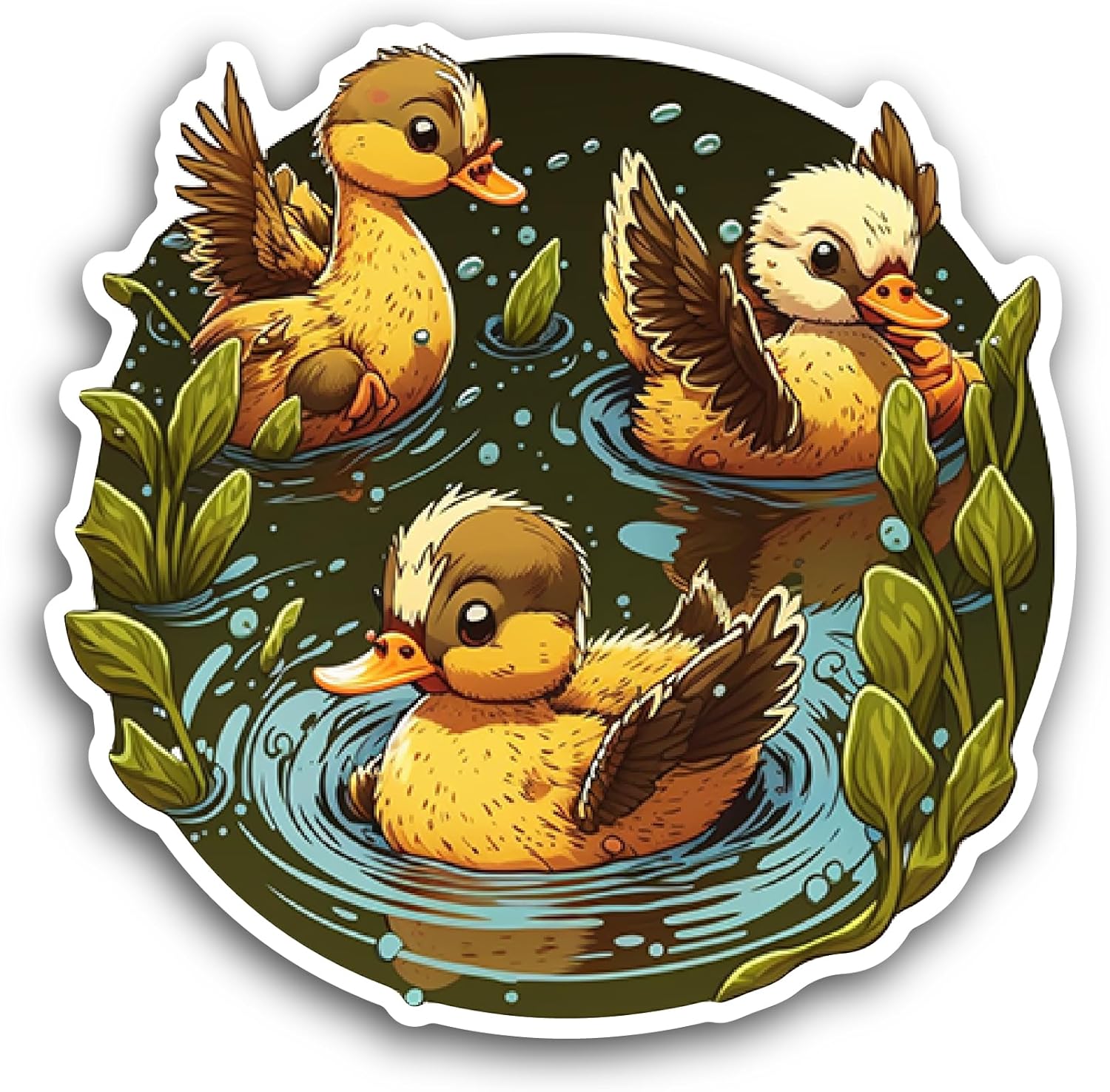 2 (Pieces) 3" and 5" Ducks On Water Sticker, Waterproof Vinyl Decals for Many Purpose Like Cars, Trucks, Laptops, Phones, Windows and More