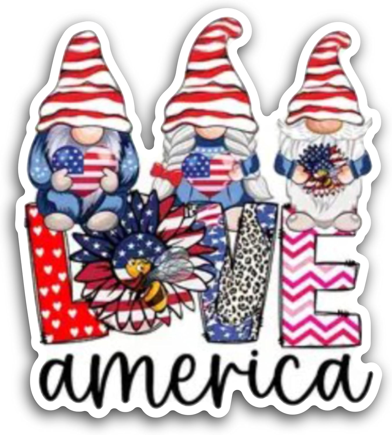 2 (Pieces) 3" and 5" Love America Message Sticker Decal Sticker, Waterproof Vinyl Decals for Many Purpose Like Cars, Trucks, Laptops, Phones, Windows and More