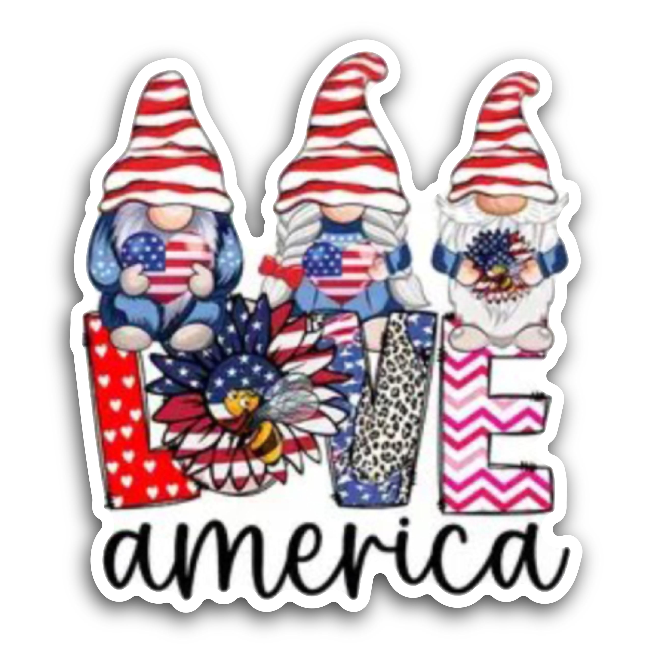 2 (Pieces) 3" and 5" Love America Message Sticker Decal Sticker, Waterproof Vinyl Decals for Many Pu
