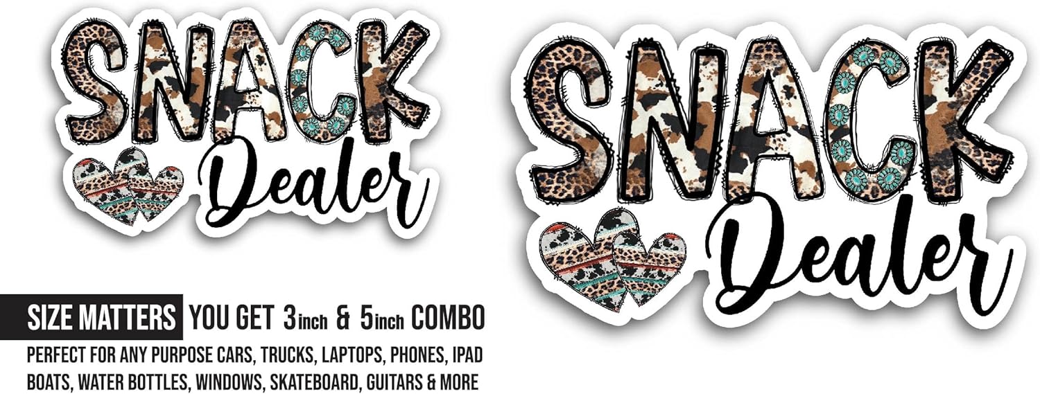 2 (Pieces) 3" and 5" Snack Dealer Sticker, Waterproof Vinyl Decals for Many Purpose Like Cars, Trucks, Laptops, Phones, Windows and More