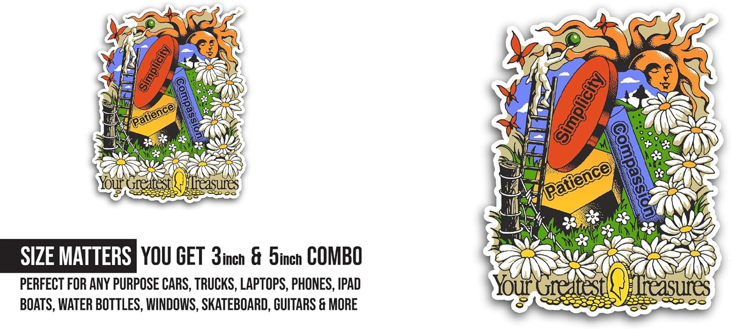 2 (Pieces) 3" and 5" Your Greatest Treasures Sticker, Waterproof Vinyl Decals for Many Purpose Like Cars, Trucks, Laptops, Phones, Windows and More