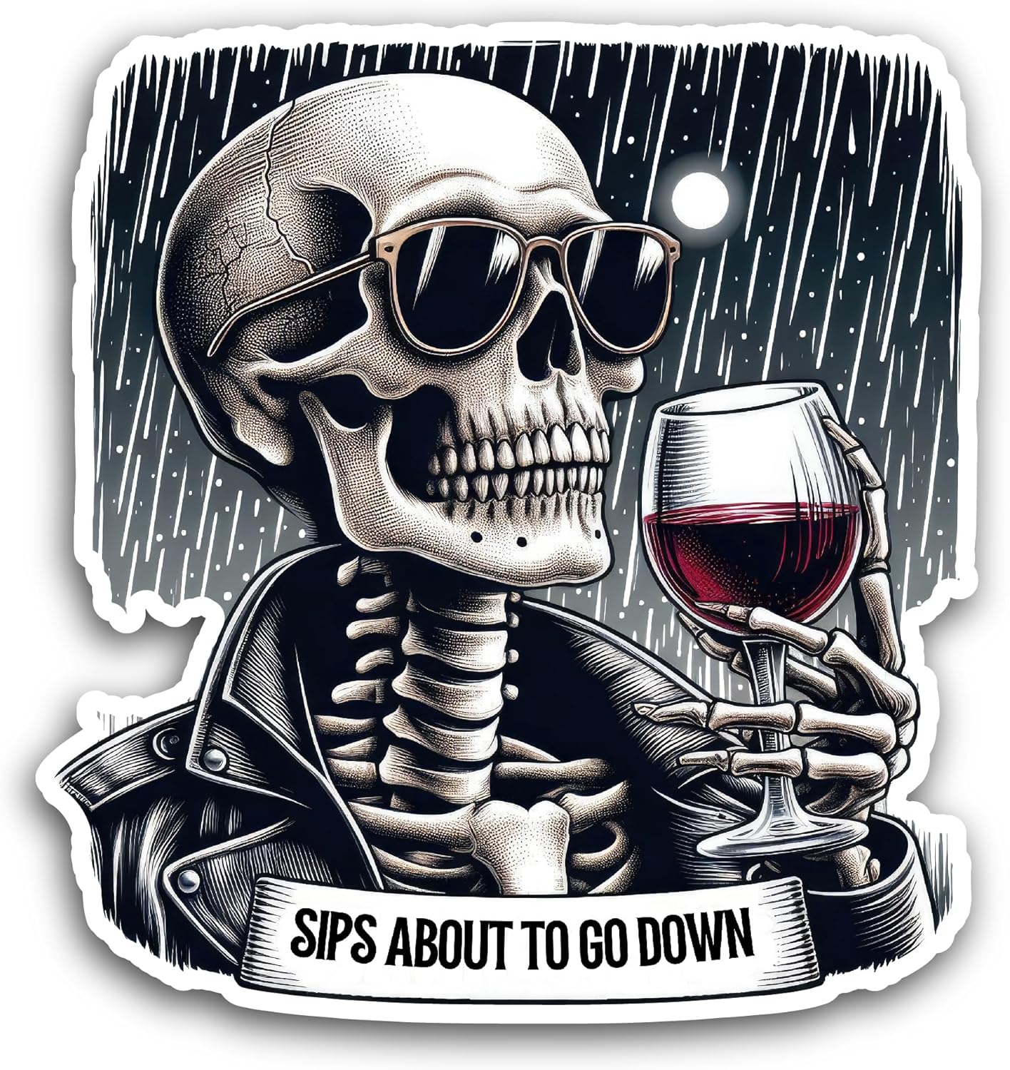 2 (Pieces) 3" and 5" Sips About to Go Down Sticker, Waterproof Vinyl Decals for Many Purpose Like Cars, Trucks, Laptops, Phones, Windows and More