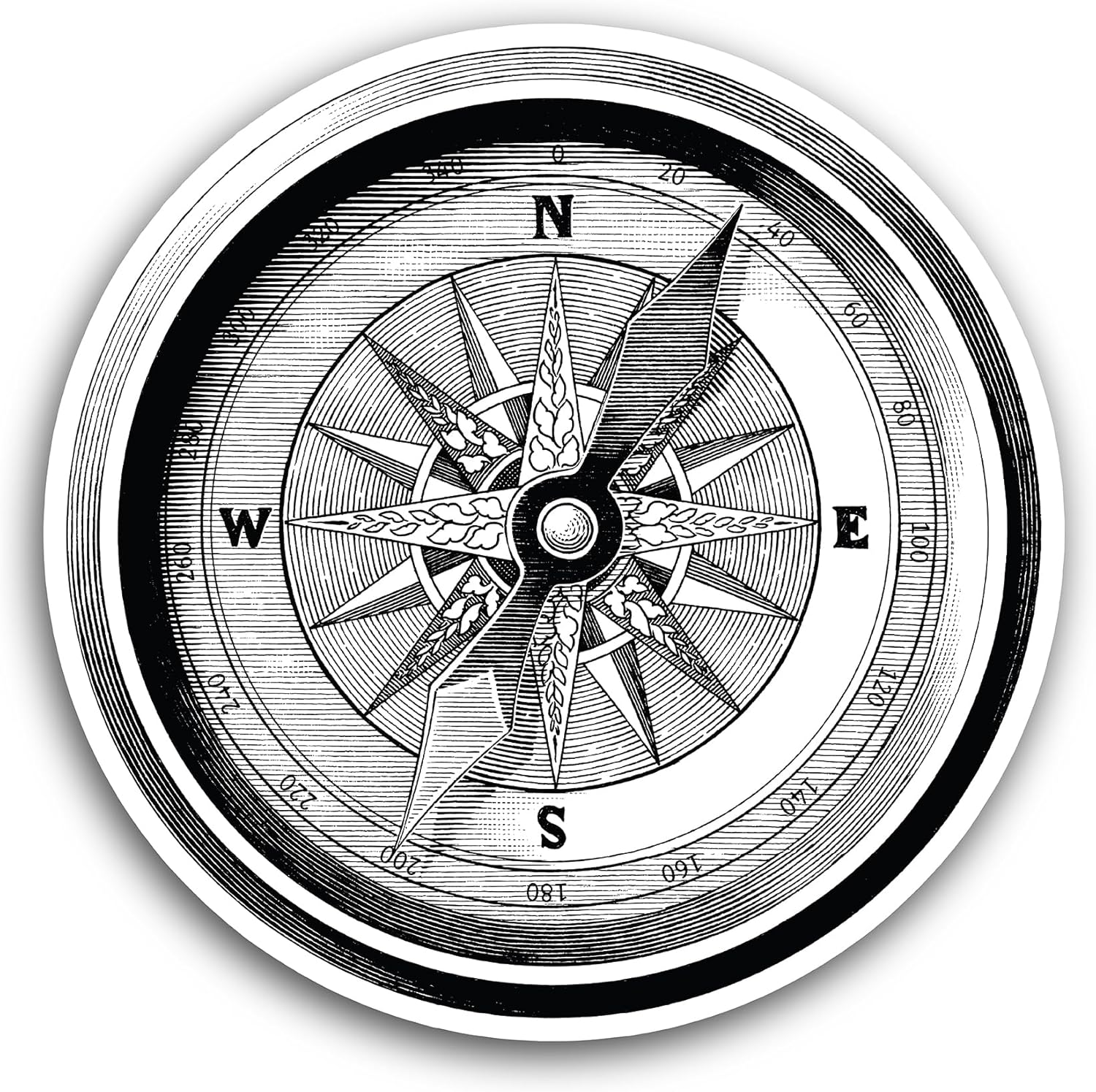 2 (Pieces) 3" and 5" Compass Decal Sticker, High Quality Waterproof Vinyl Decals for Many Purpose Like Cars, Trucks, Laptops, Phones, Windows and More