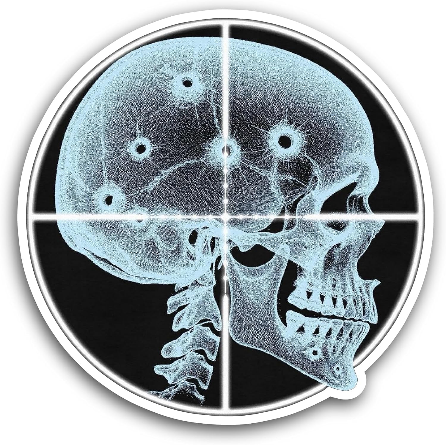 2 (Pieces) 3" and 5" Human Skull X Ray Sticker, Waterproof Vinyl Decals for Many Purpose Like Cars, Trucks, Laptops, Phones, Windows and More