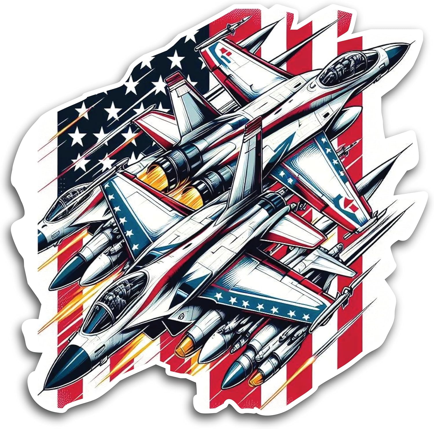 2 (Pieces) 3" and 5" Two Fighter Jets Decal Sticker, Waterproof Vinyl Decals for Many Purpose Like Cars, Trucks, Laptops, Phones, Windows and More