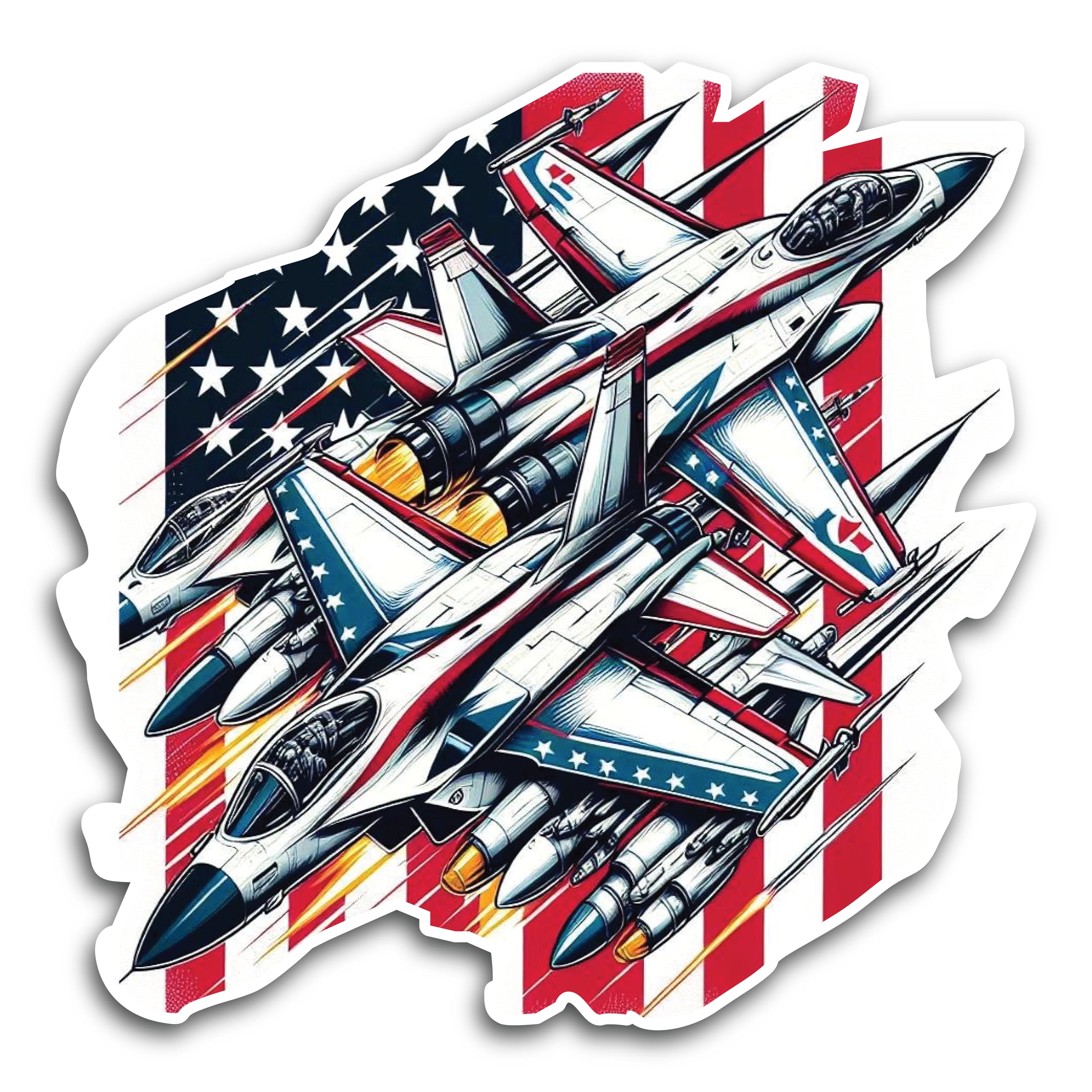 2 (Pieces) 3" and 5" Two Fighter Jets Decal Sticker, Waterproof Vinyl Decals for Many Purpose Like C