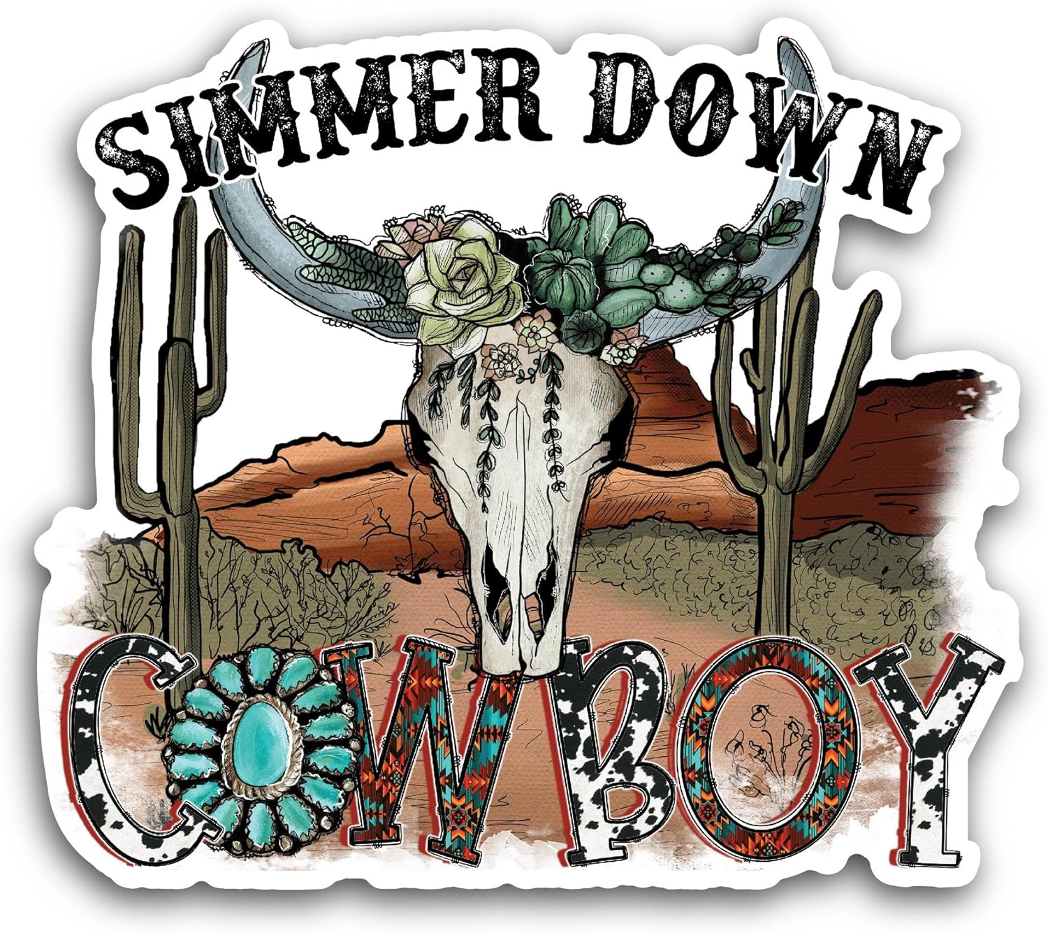 2 (Pieces) 3" and 5" Simmer Down Sticker, Waterproof Vinyl Decals for Many Purpose Like Cars, Trucks, Laptops, Phones, Windows and More
