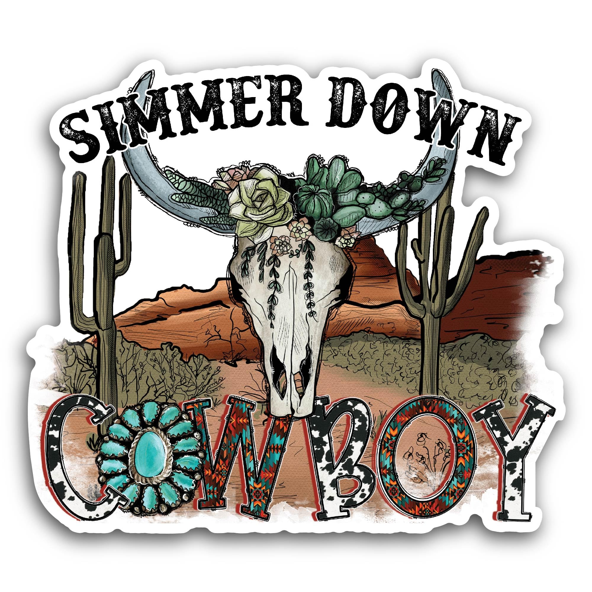 2 (Pieces) 3" and 5" Simmer Down Sticker, Waterproof Vinyl Decals for Many Purpose Like Cars, Trucks