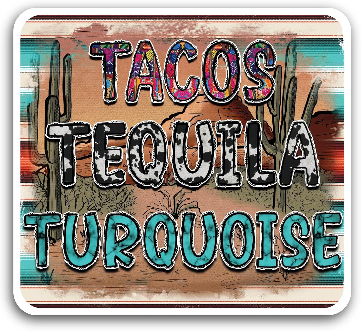 2 (Pieces) 3" and 5" Tacos Tequila Sticker, Waterproof Vinyl Decals for Many Purpose Like Cars, Trucks, Laptops, Phones, Windows and More