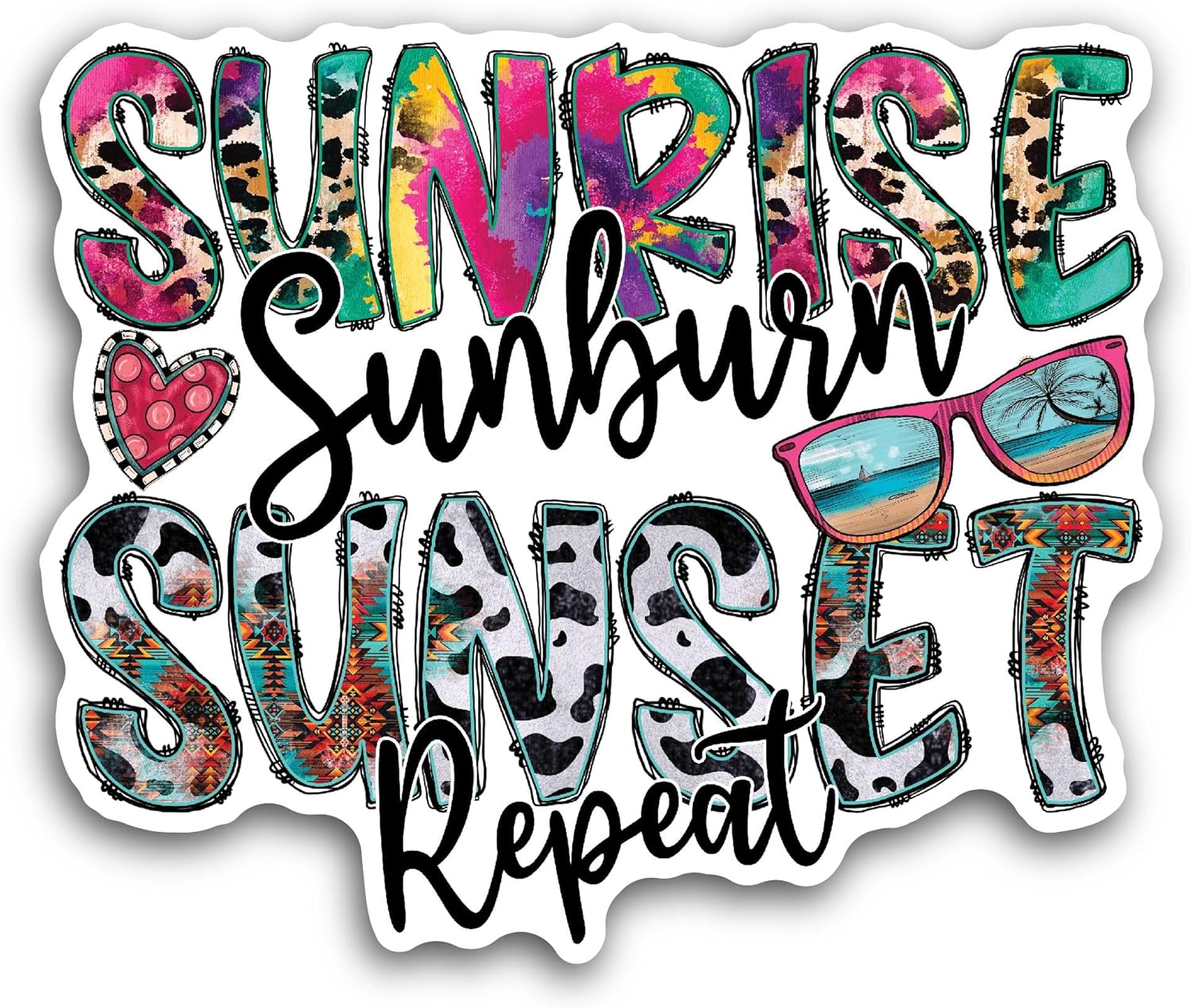 2 (Pieces) 3" and 5" Sunrise Sticker, Waterproof Vinyl Decals for Many Purpose Like Cars, Trucks, Laptops, Phones, Windows and More