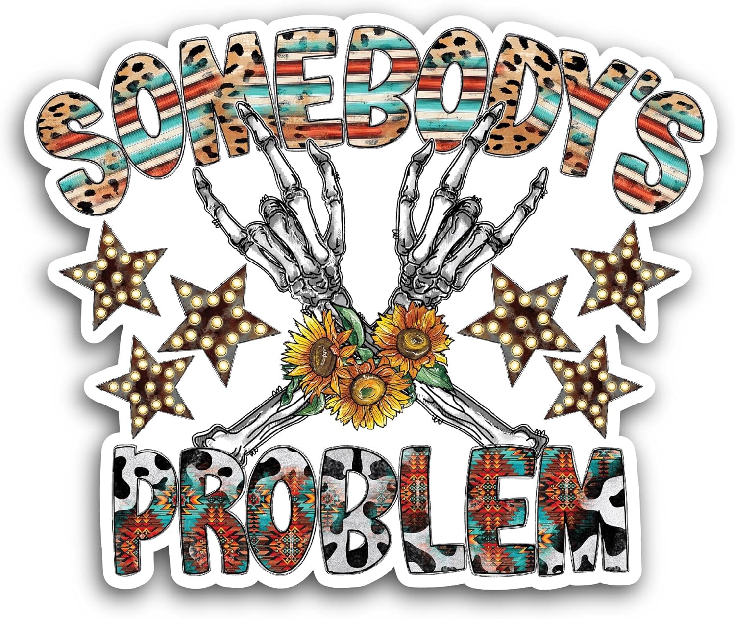 2 (Pieces) 3" and 5" Somebody's Problem Sticker, Waterproof Vinyl Decals for Many Purpose Like Cars, Trucks, Laptops, Phones, Windows and More