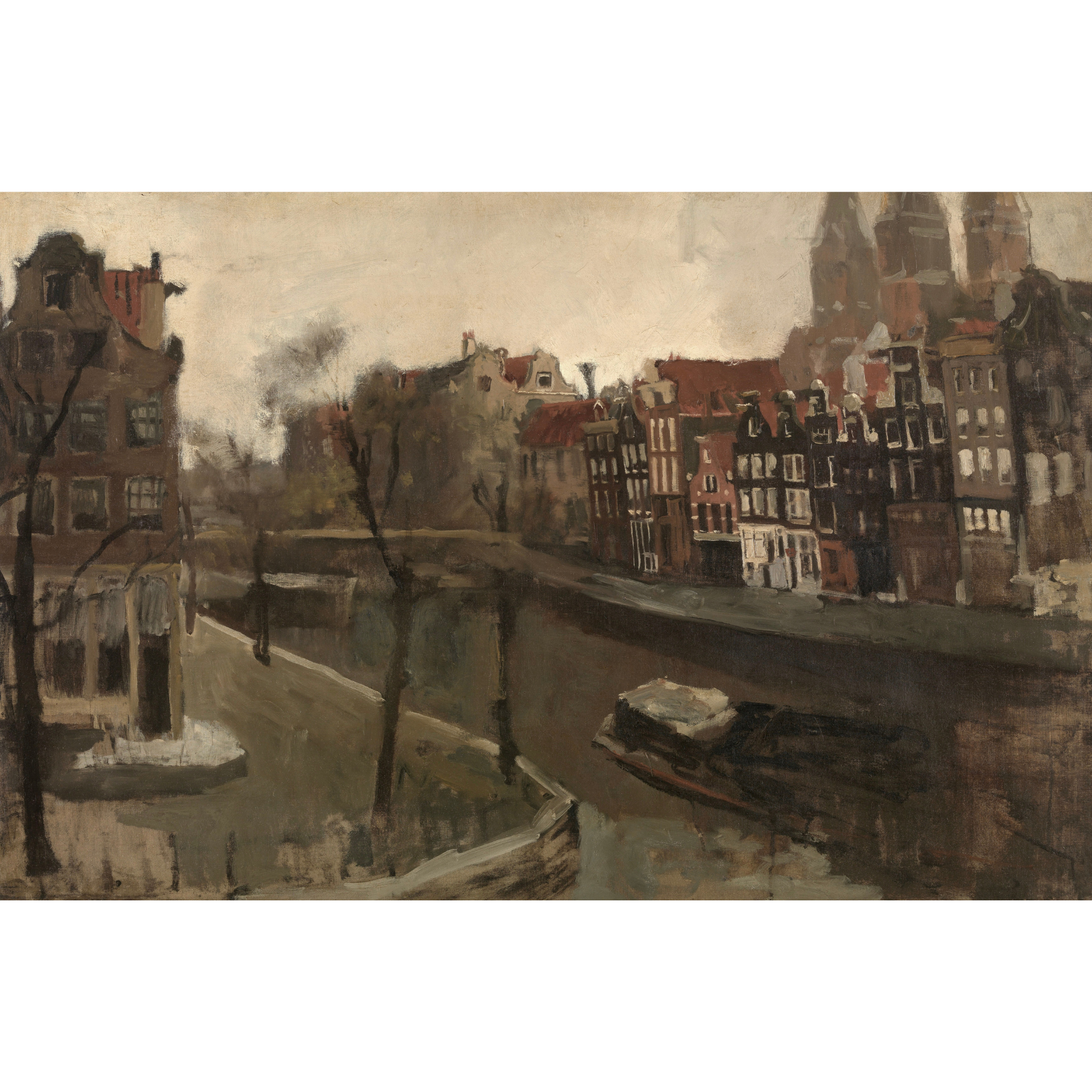 Vinyl Decal, Aesthetic Canal View Artwork Capturing a Moody Cityscape Scene (5" x 7")