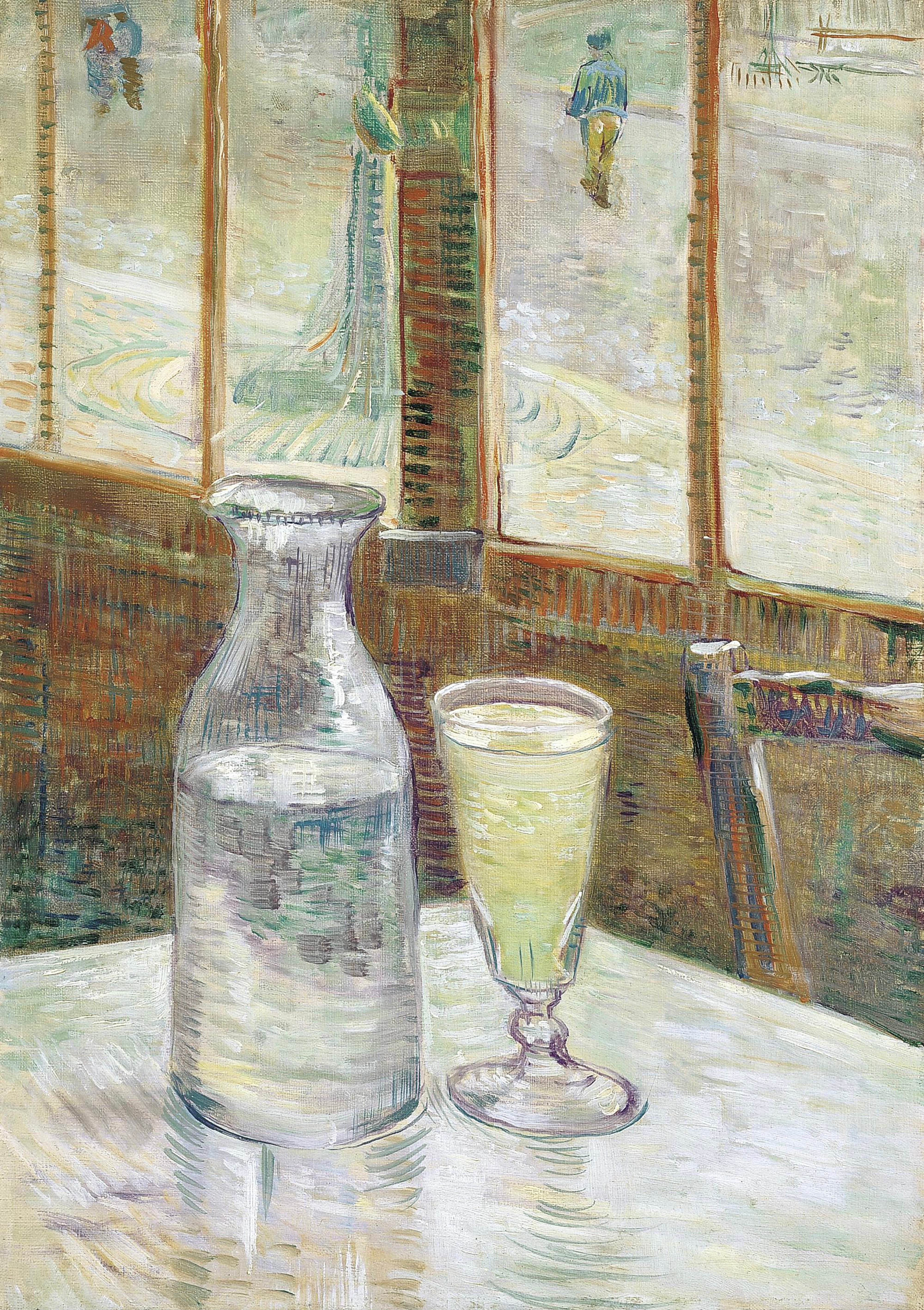 Vinyl Decal, Aesthetic Post-Impressionist Artwork Print: Vibrant Still Life with Beverage Glass and 