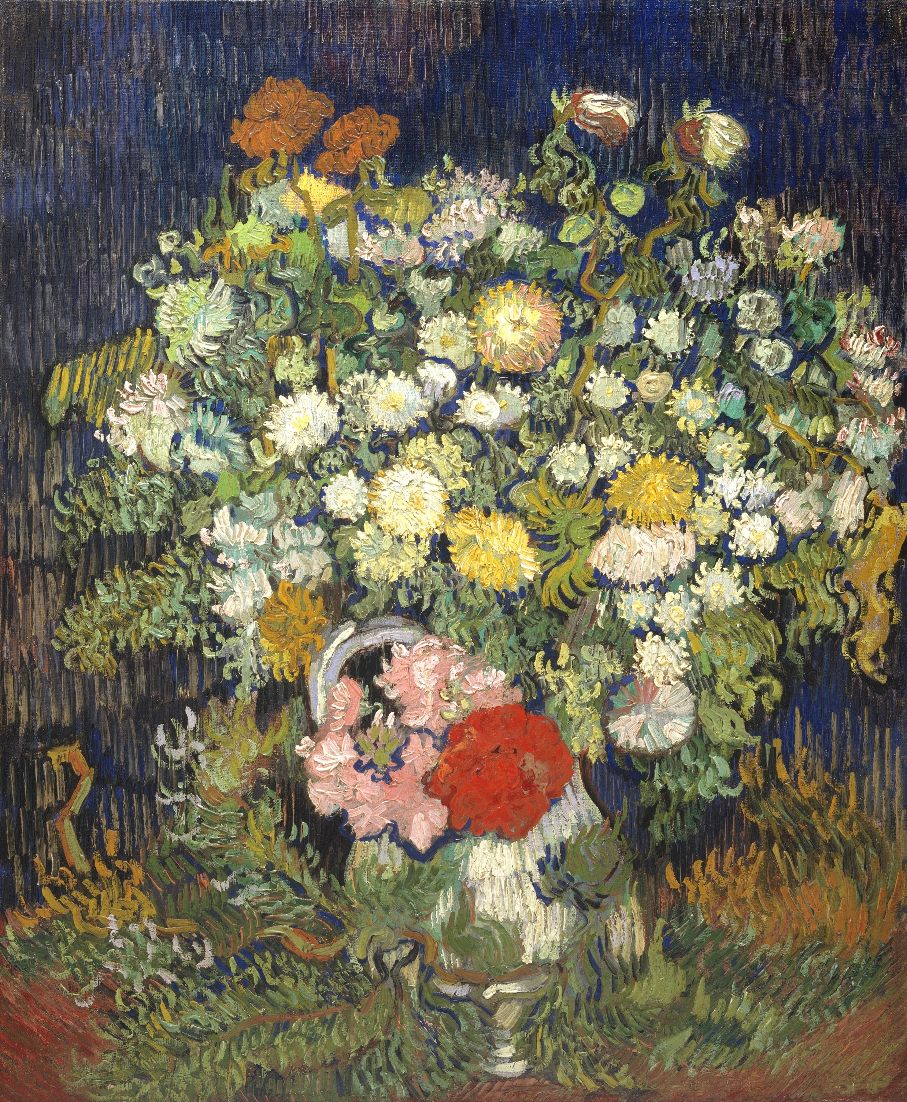 Vinyl Decal, Vibrant Floral Bouquet Still Life Wall Art Print Vintage Impressionist Flower Painting 